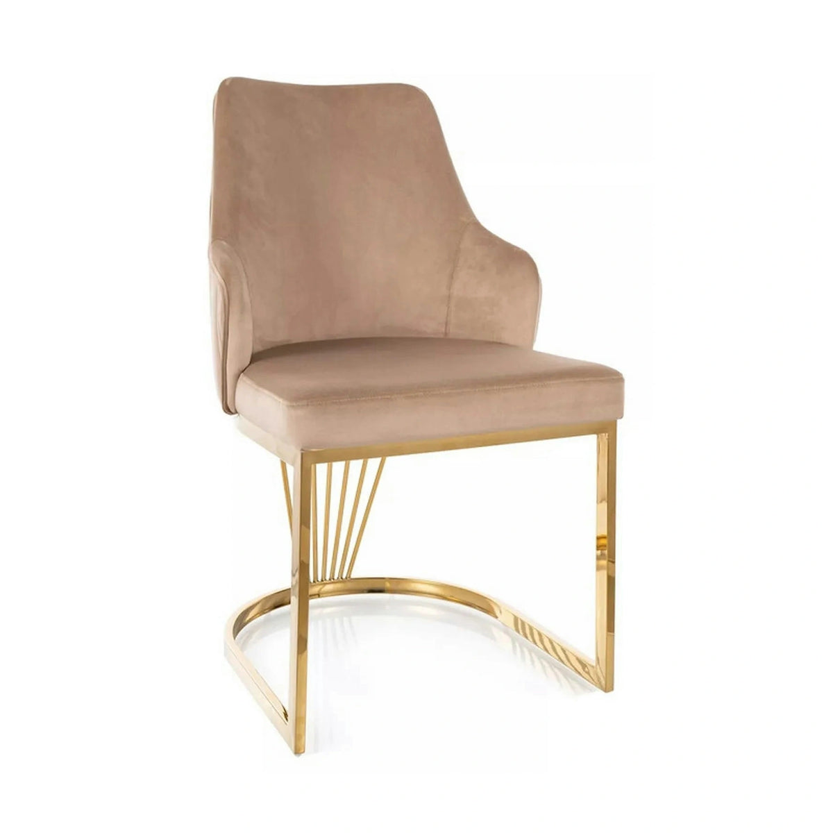 Scaun ALURE, bej inchis - Bluvel 28, stofa catifelata/metal, 52x64x89 cm