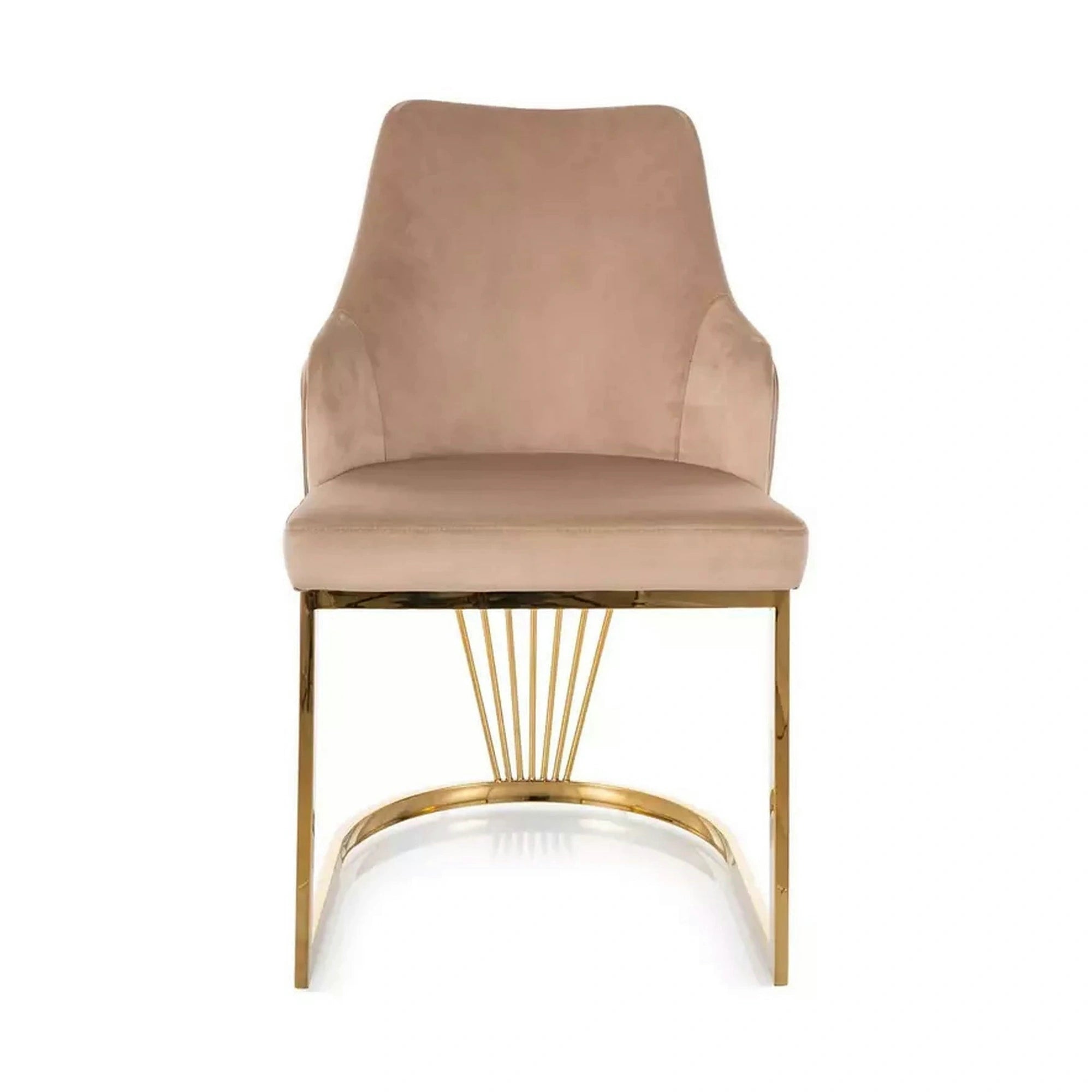 Scaun ALURE, bej inchis - Bluvel 28, stofa catifelata/metal, 52x64x89 cm