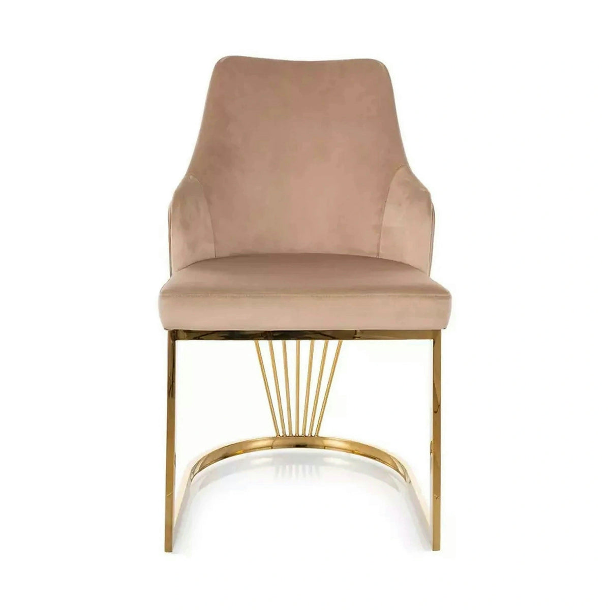 Scaun ALURE, bej inchis - Bluvel 28, stofa catifelata/metal, 52x64x89 cm