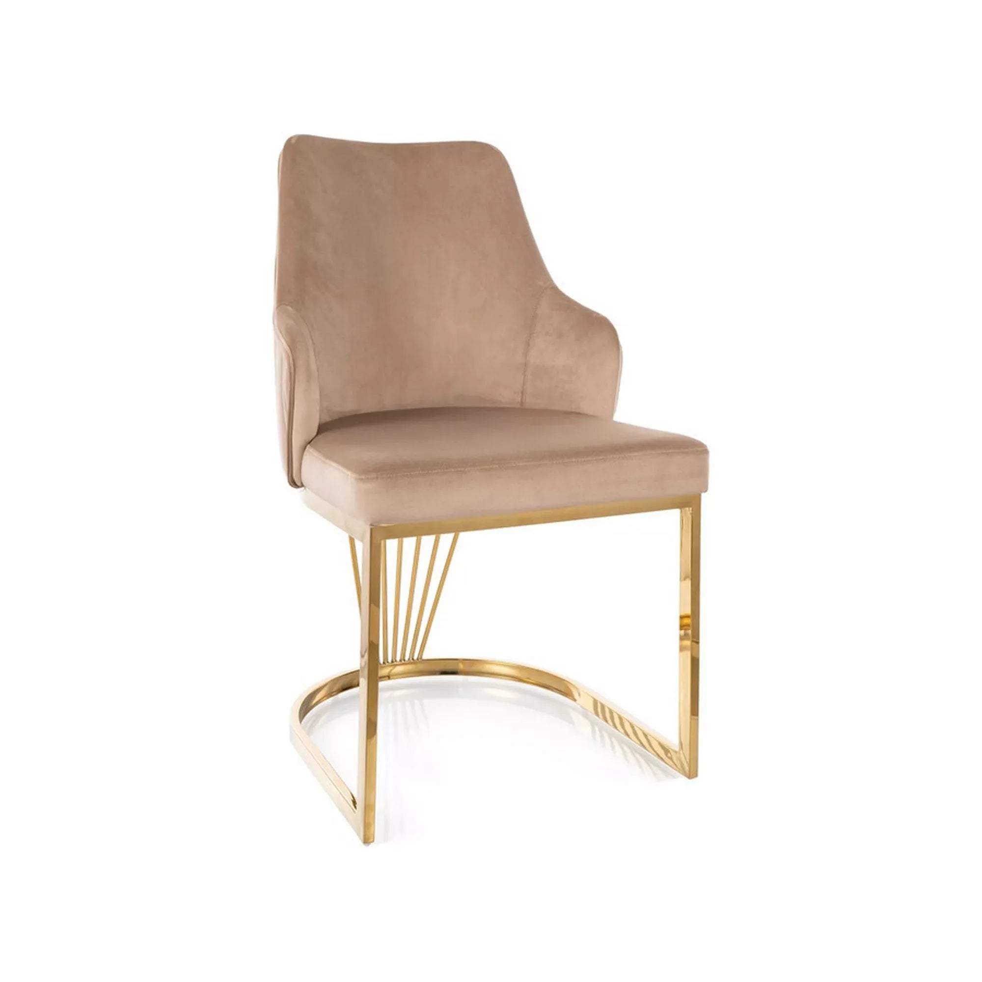 Scaun ALURE, bej inchis - Bluvel 28, stofa catifelata/metal, 52x64x89 cm