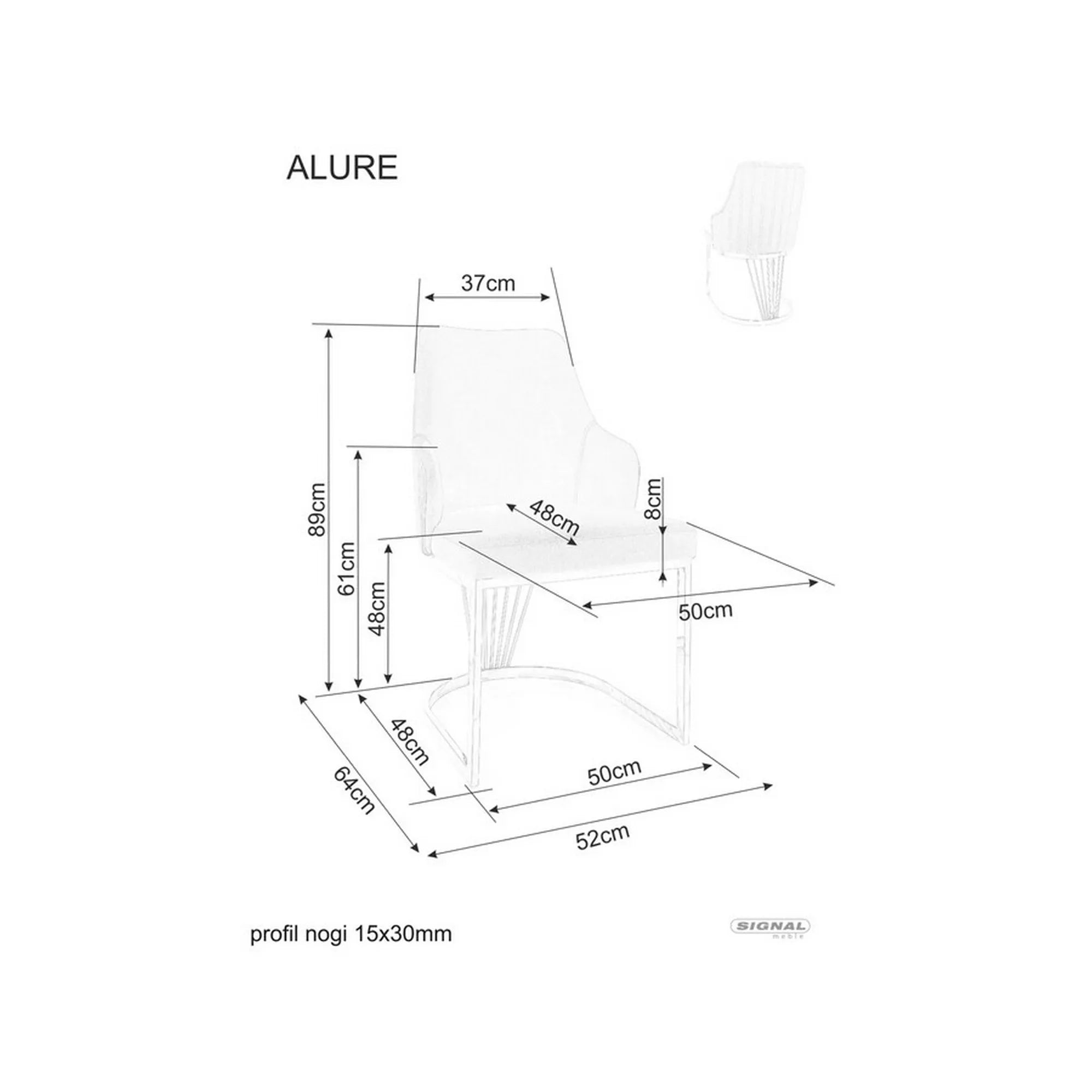 Scaun ALURE, bej inchis - Bluvel 28, stofa catifelata/metal, 52x64x89 cm