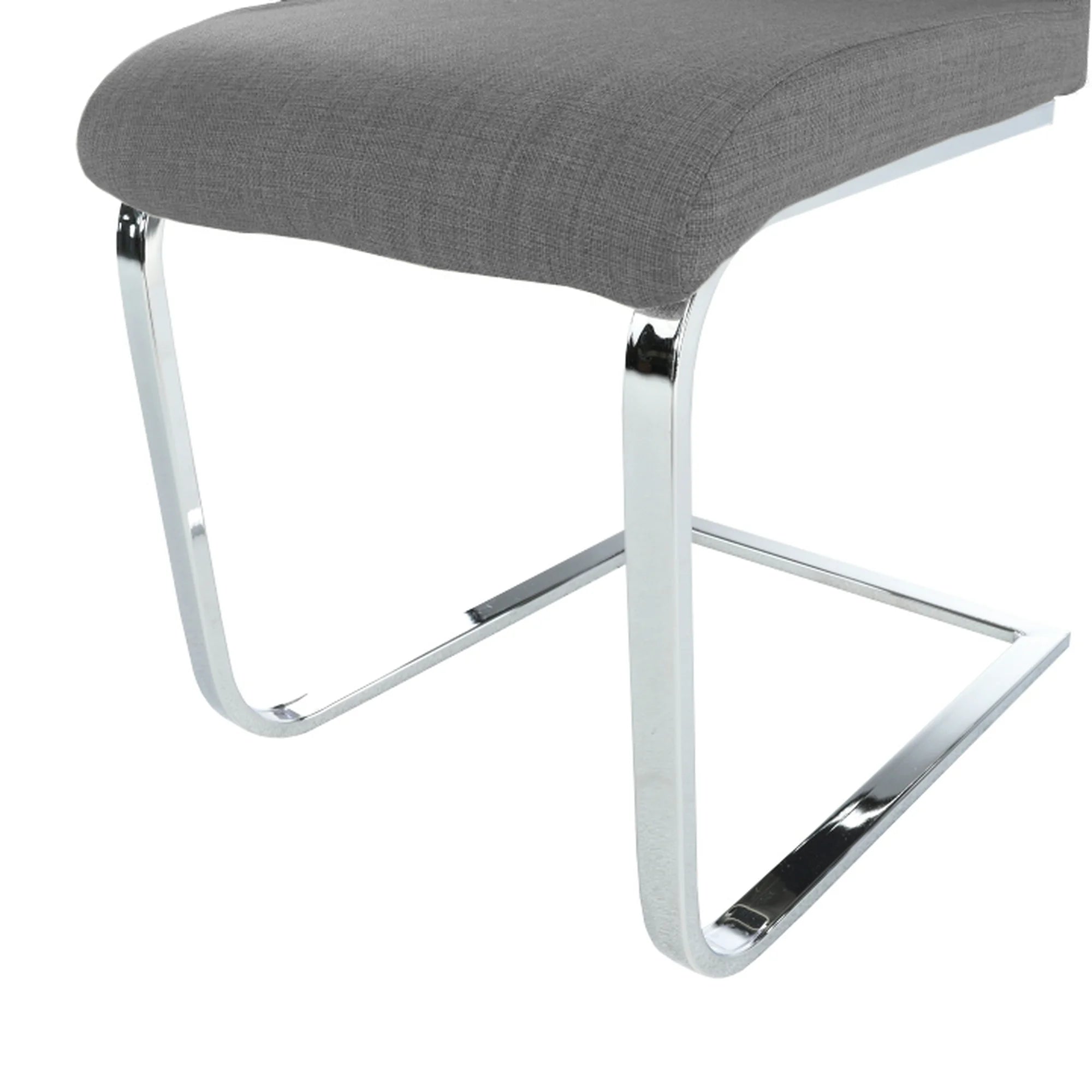 Scaun AMINA, gri inchis/crom, textil/metal, 44x46x110 cm