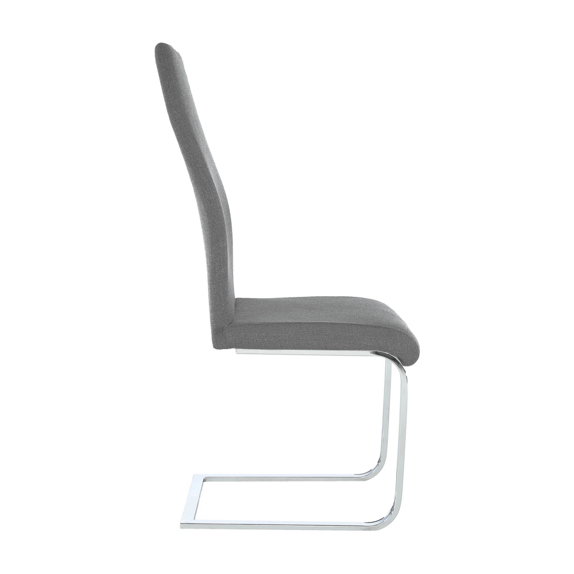 Scaun AMINA, gri inchis/crom, textil/metal, 44x46x110 cm