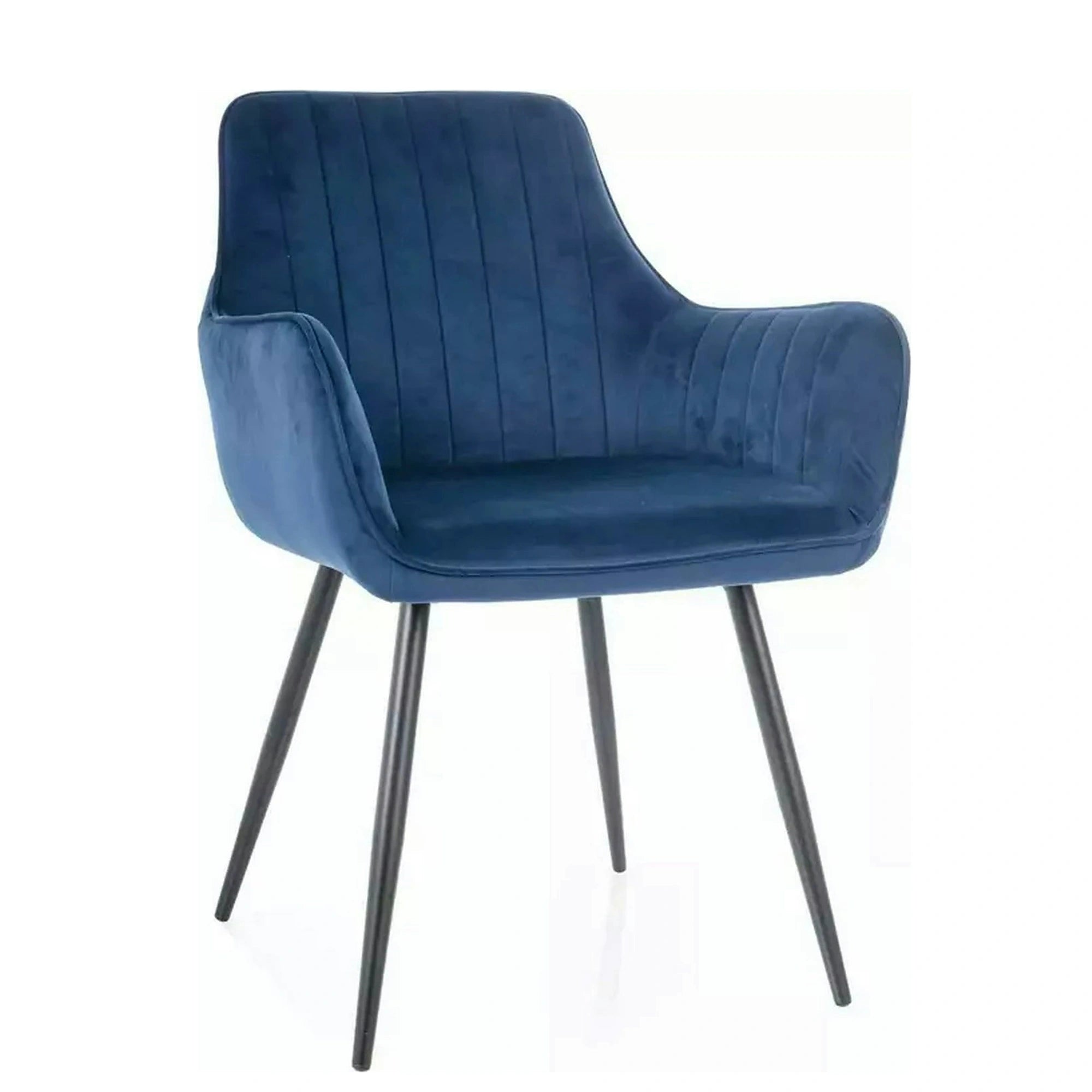 Scaun APPLE, albastru/negru, stofa catifelata - Bluvel 86/metal, 57x47x85 cm