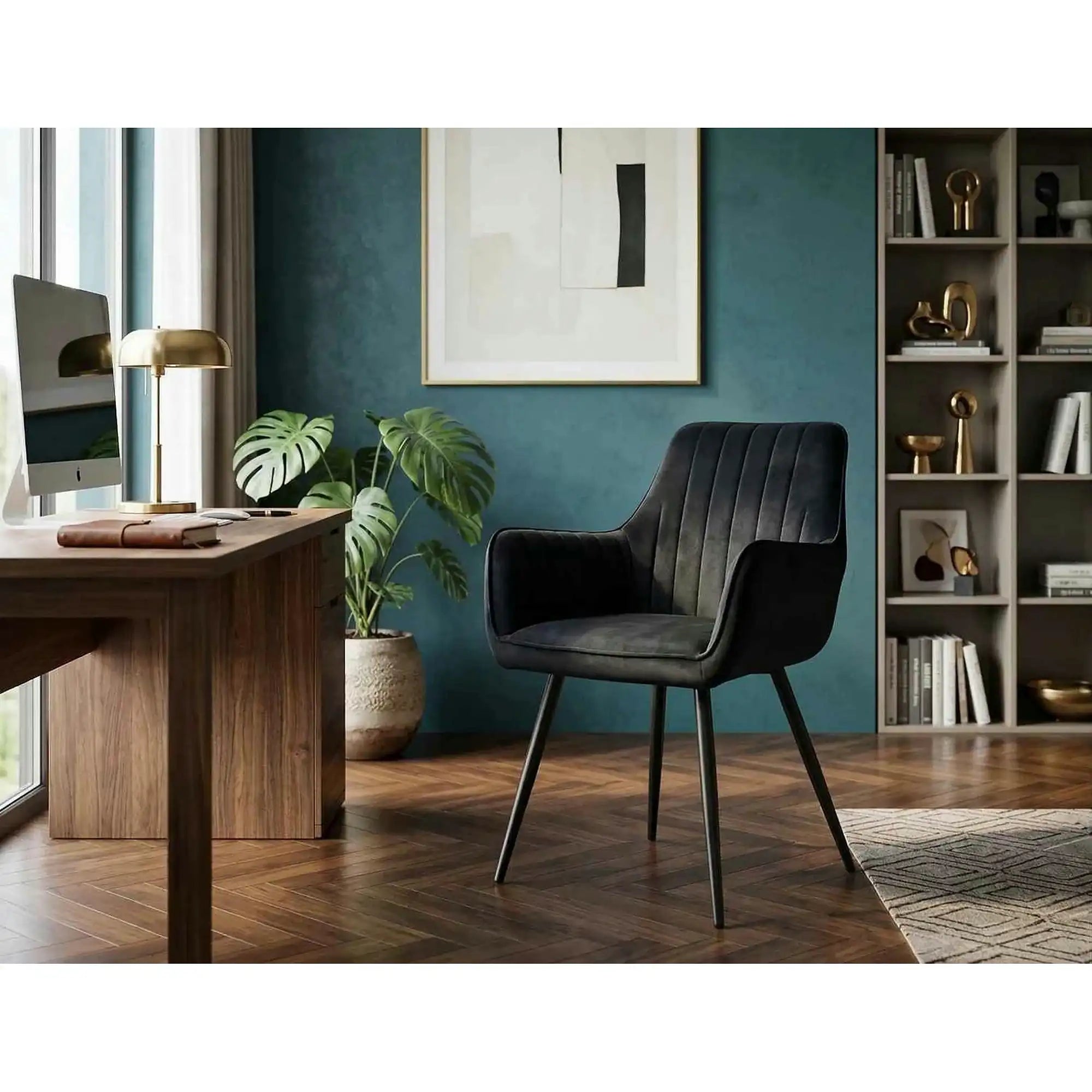 Scaun APPLE, negru, stofa catifelata - Bluvel 19/metal, 57x47x85 cm