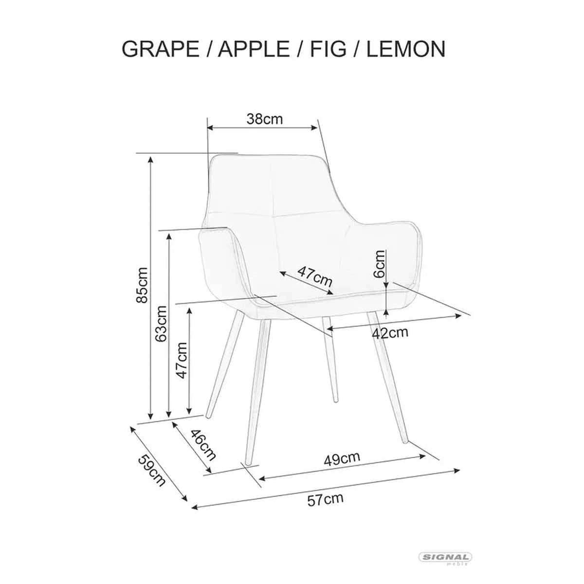 Scaun APPLE, negru, stofa catifelata - Bluvel 19/metal, 57x47x85 cm