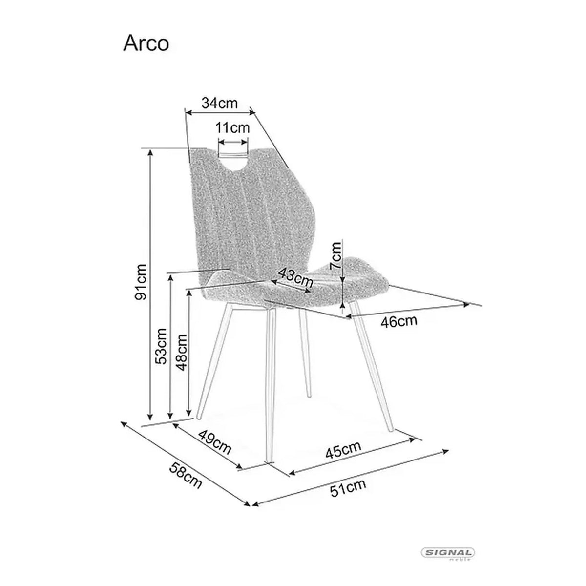 Scaun ARCO, bej/negru, stofa catifelata/metal, 51x43x91 cm