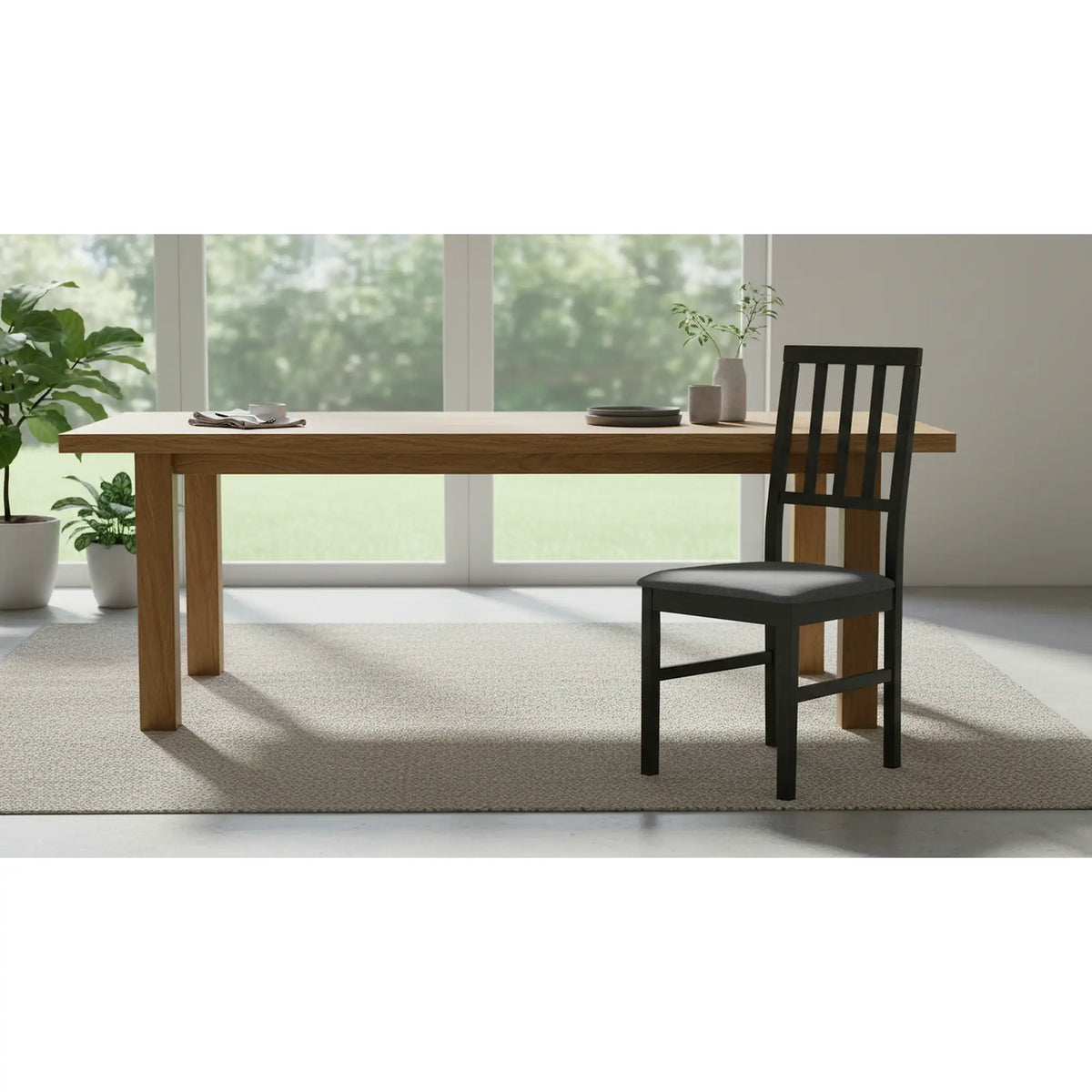 Scaun AREN, gri grafit/negru, stofa clasica/lemn, 43x50x92 cm