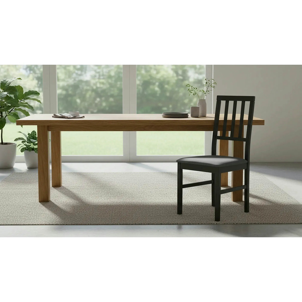 Scaun AREN, gri grafit/negru, stofa clasica/lemn, 43x50x92 cm