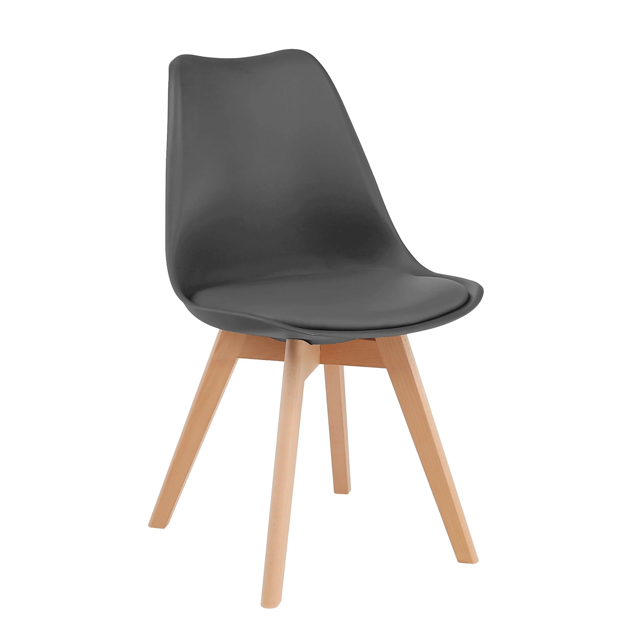 Scaun BALI 2 NEW, gri/fag, piele ecologica/plastic/lemn, 48x56x81 cm