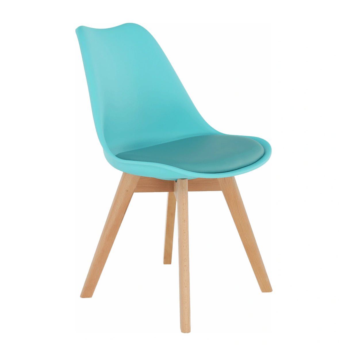 Scaun BALI NEW, mentol/fag, piele ecologica/plastic/lemn, 48x56x81 cm