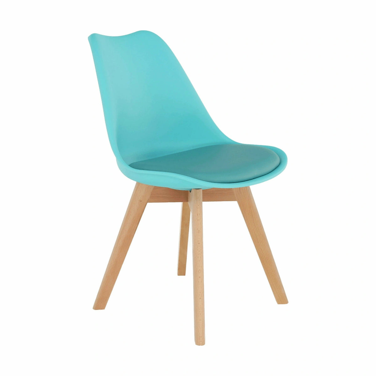 Scaun BALI NEW, mentol/fag, piele ecologica/plastic/lemn, 48x56x81 cm