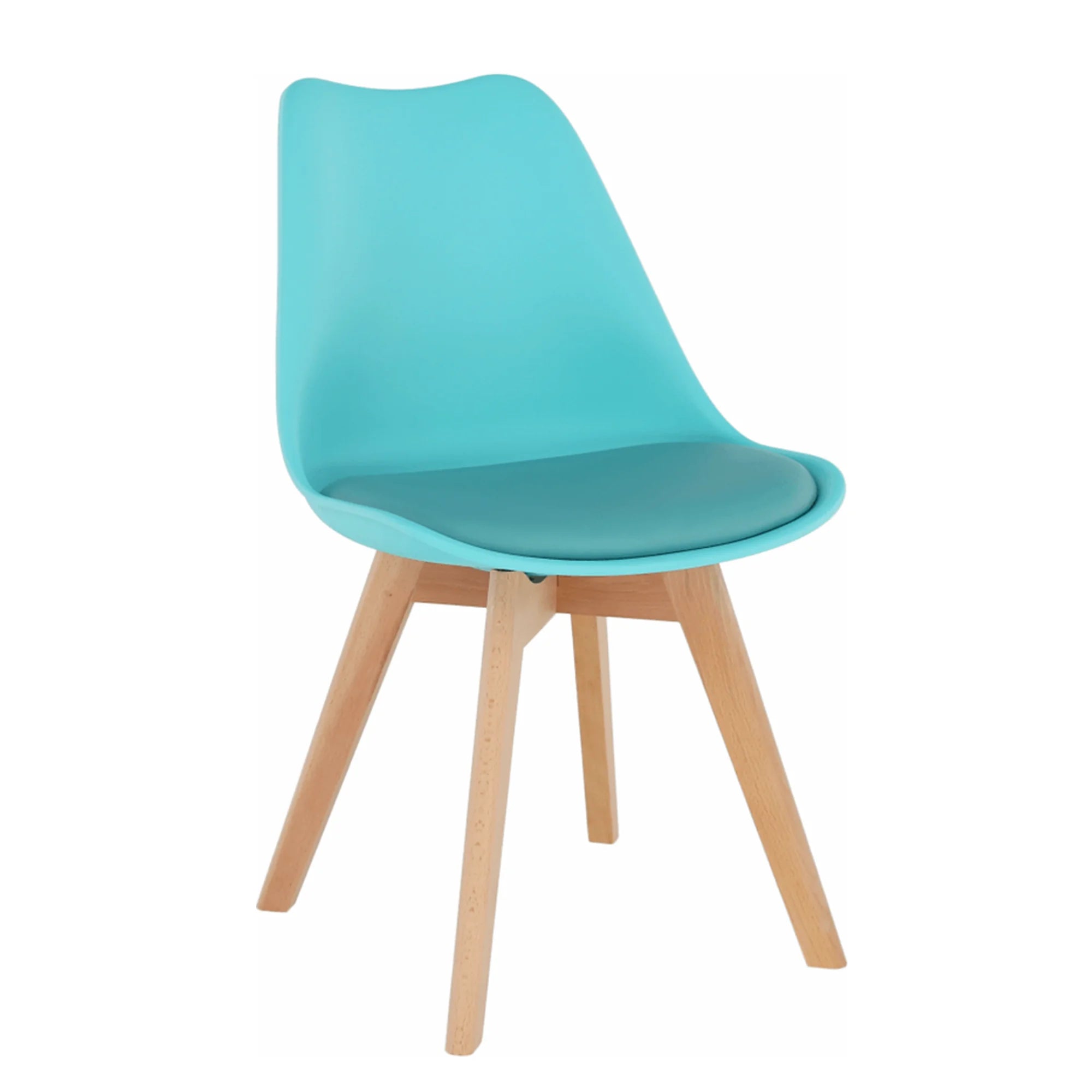 Scaun BALI NEW, mentol/fag, piele ecologica/plastic/lemn, 48x56x81 cm
