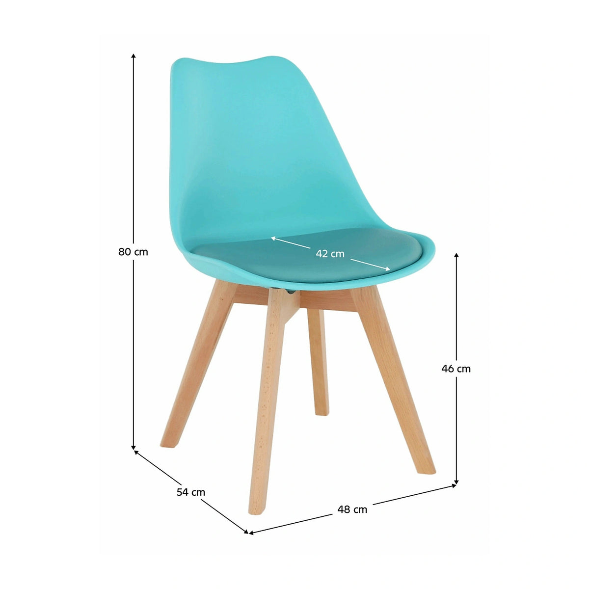 Scaun BALI NEW, mentol/fag, piele ecologica/plastic/lemn, 48x56x81 cm