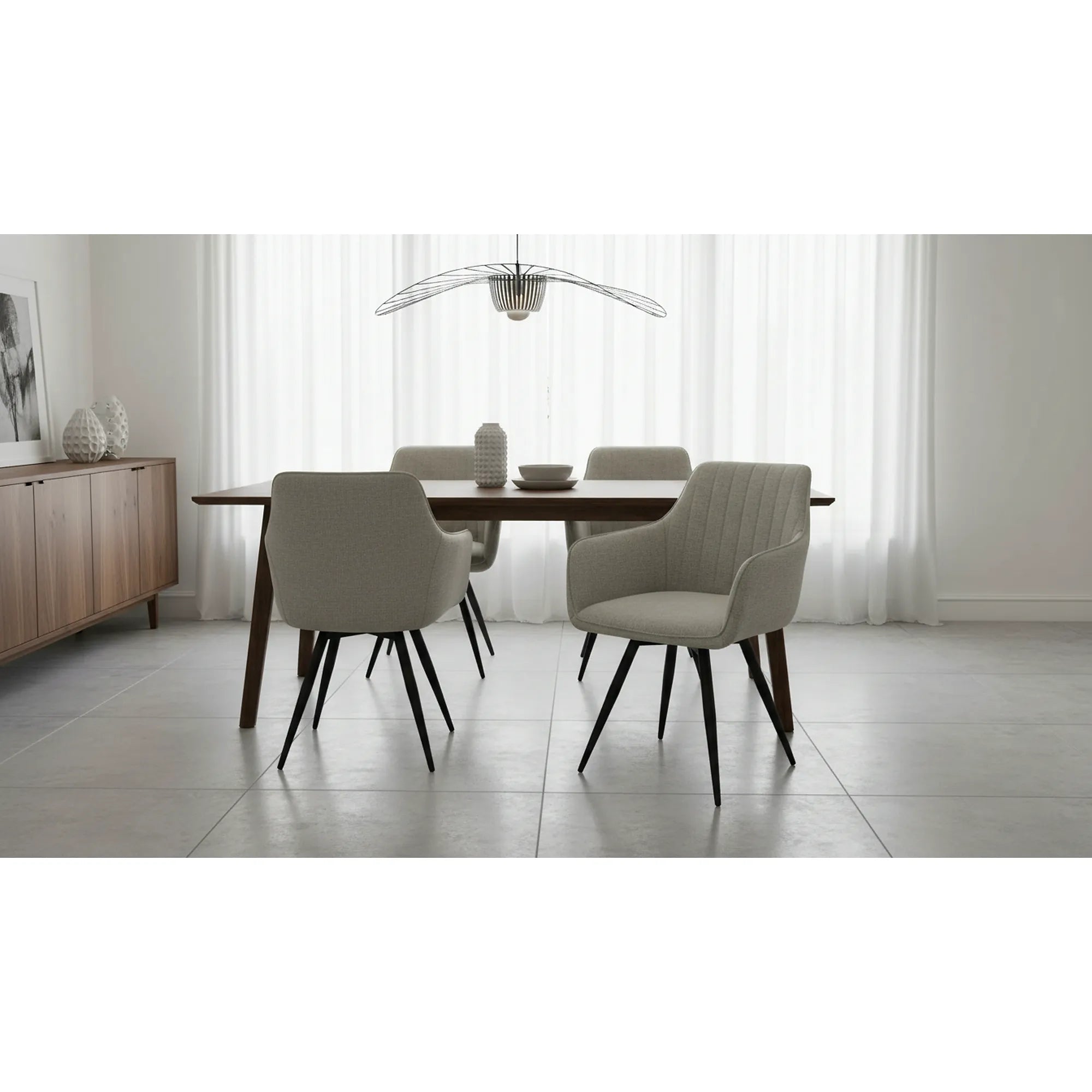 Scaun BALLO, bej deschis/negru, stofa clasica/metal, 56x58x84 cm