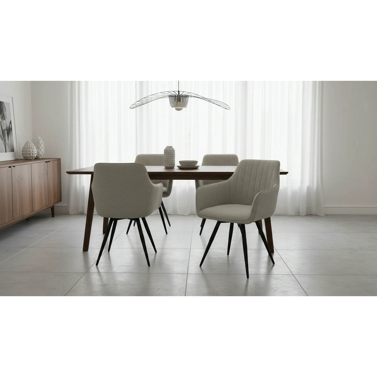 Scaun BALLO, bej deschis/negru, stofa clasica/metal, 56x58x84 cm