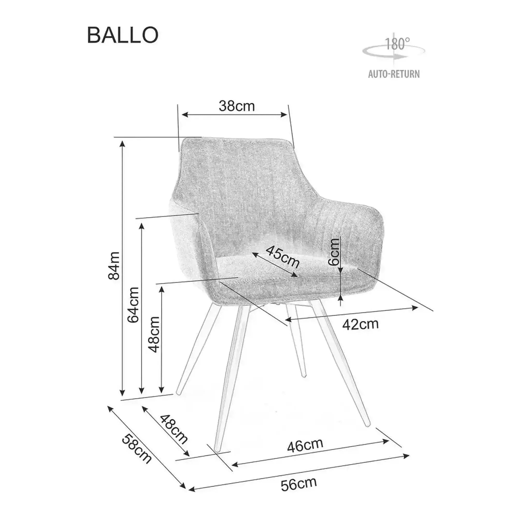 Scaun BALLO, bej deschis/negru, stofa clasica/metal, 56x58x84 cm