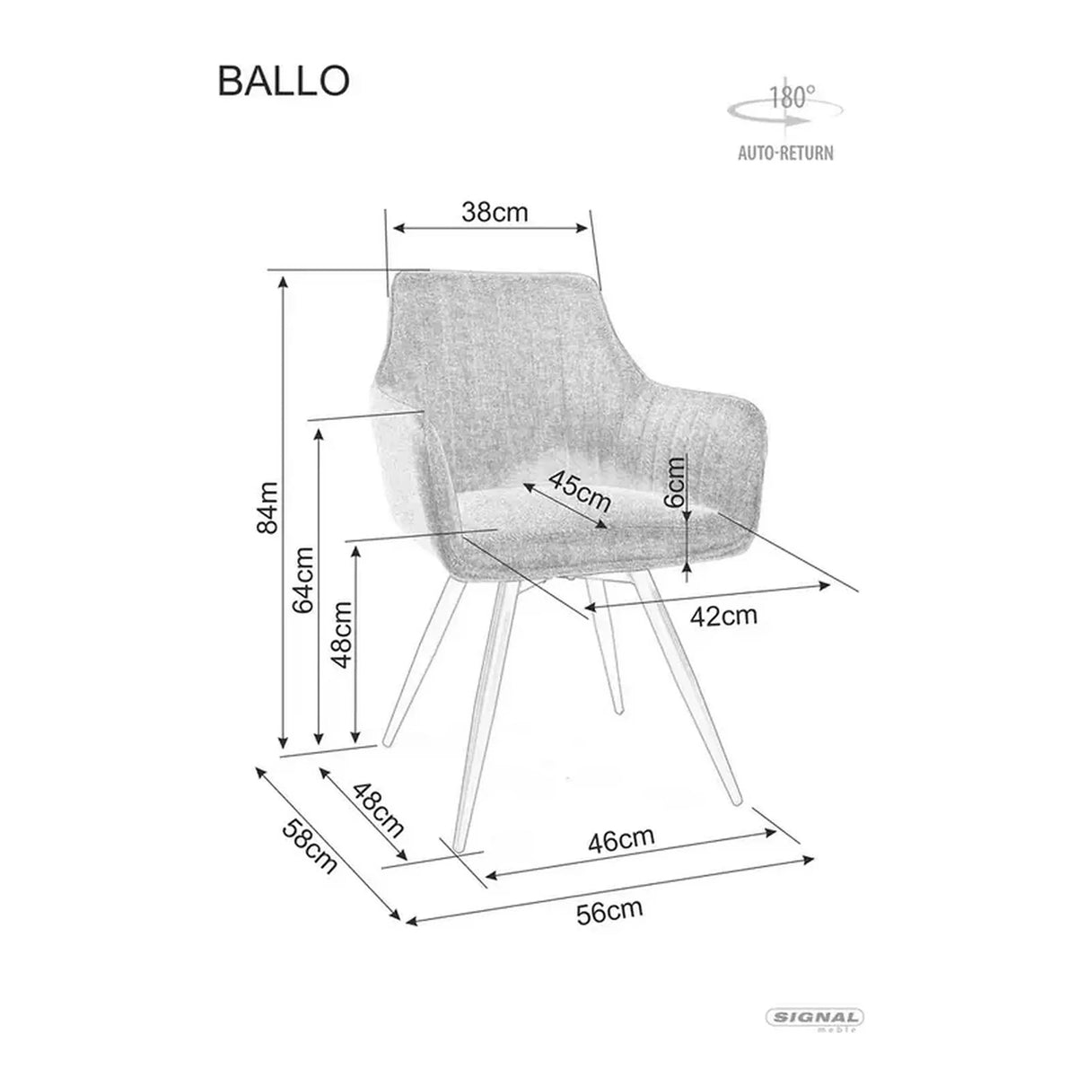 Scaun BALLO, bej/negru, stofa clasica/metal, 56x45x84 cm