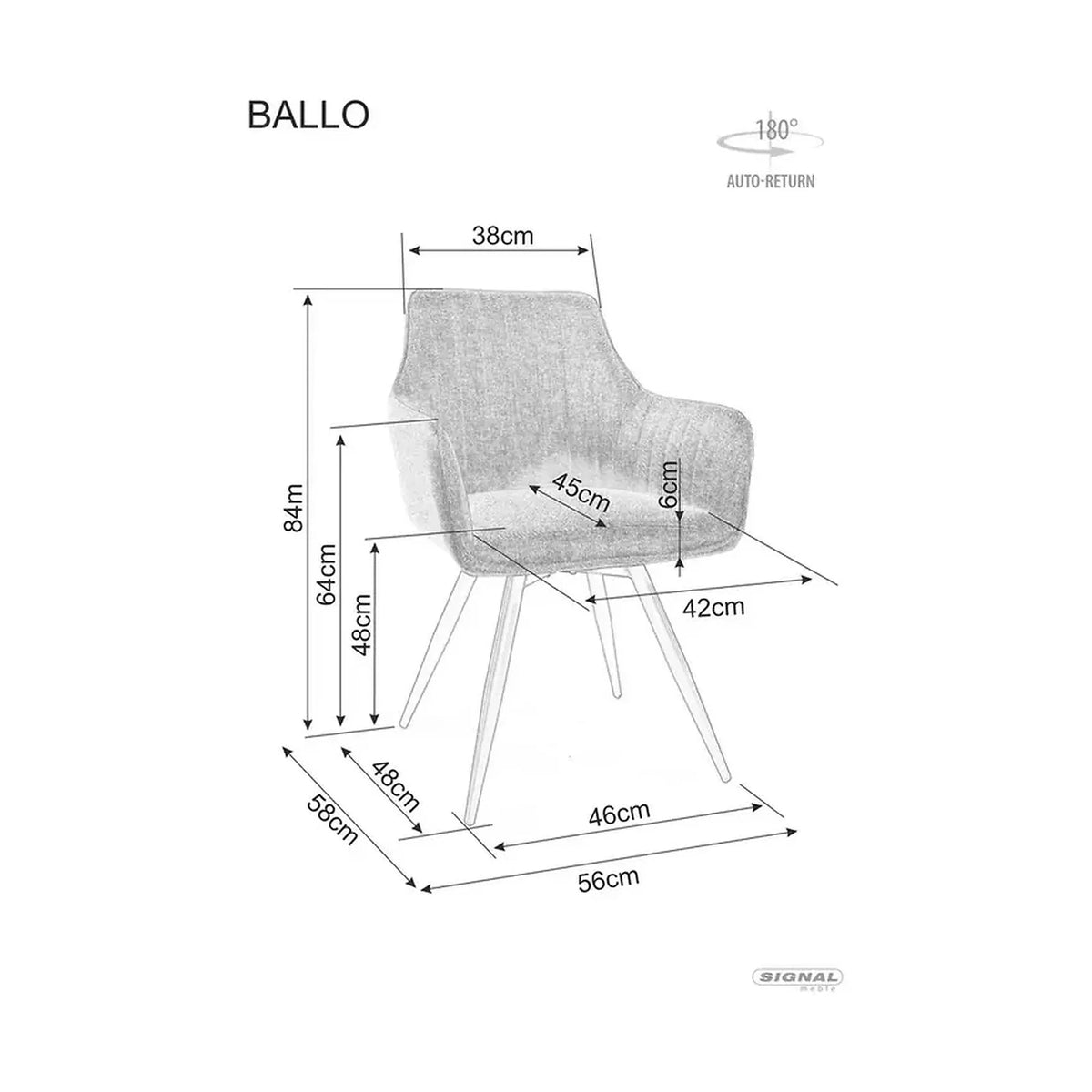 Scaun BALLO, bej/negru, stofa clasica/metal, 56x45x84 cm