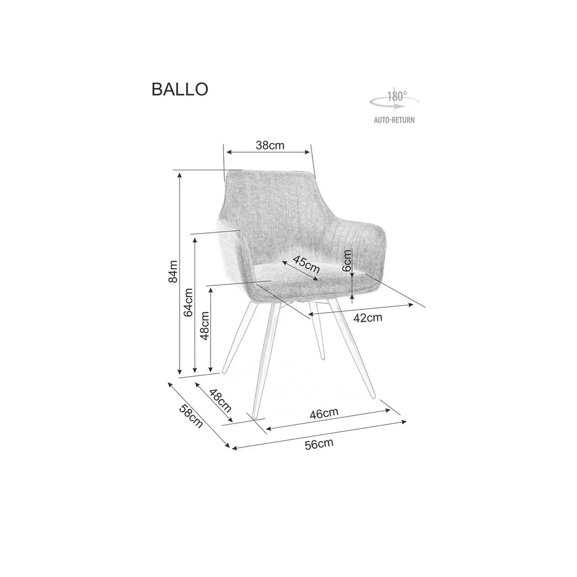 Scaun BALLO, gri/negru, stofa clasica/metal, 56x58x84 cm