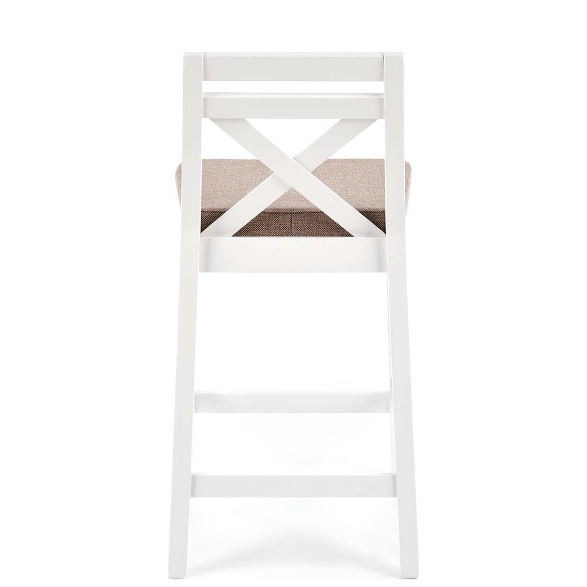Scaun bar BORYS LOW, bej - Inari 23/alb, stofa/lemn, 41x48x83 cm
