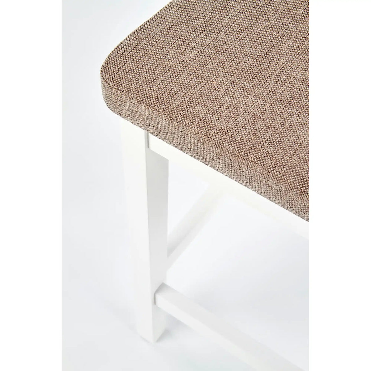 Scaun bar BORYS LOW, bej - Inari 23/alb, stofa/lemn, 41x48x83 cm