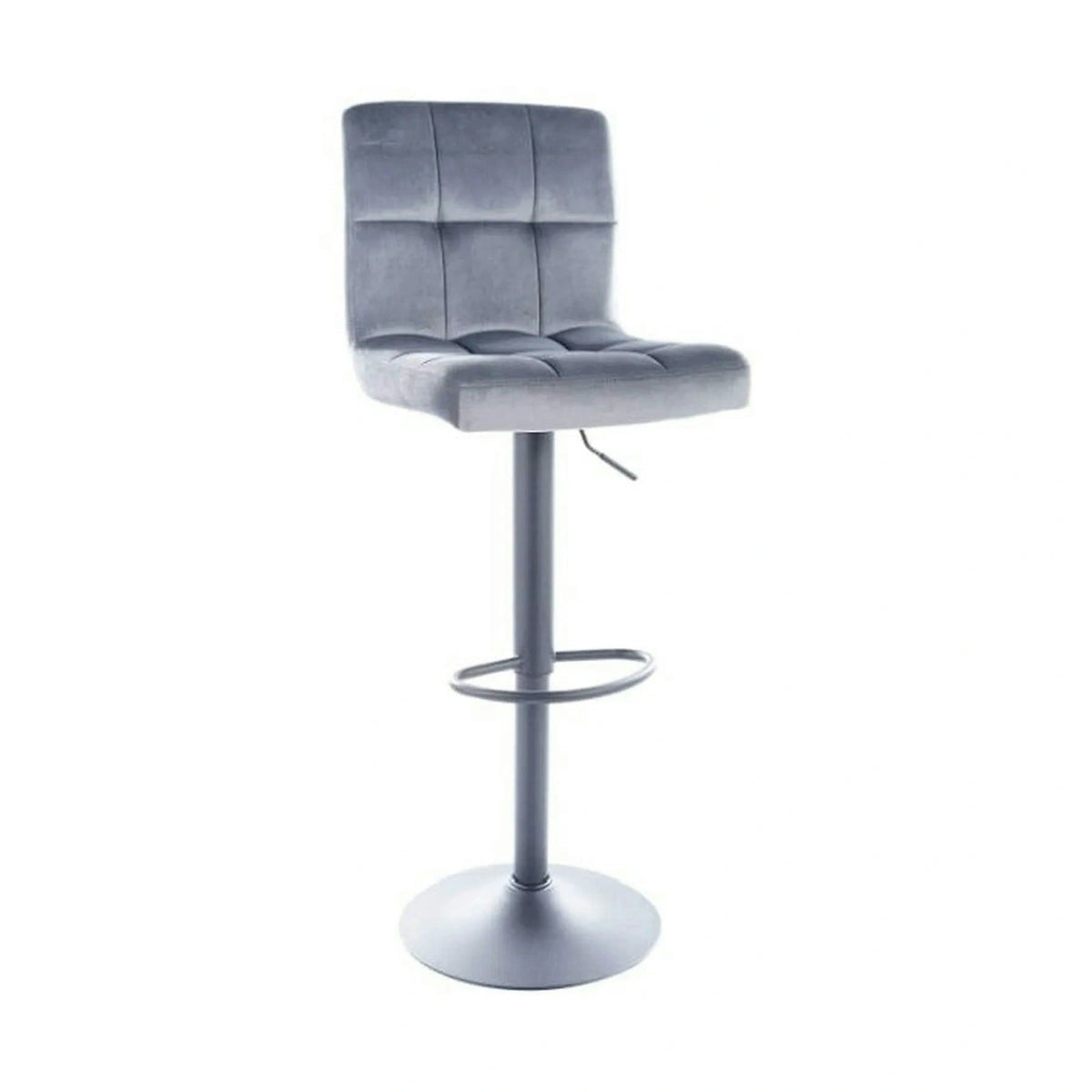 Scaun bar C105, gri/negru, stofa catifelata/metal, 42x39x96/117 cm