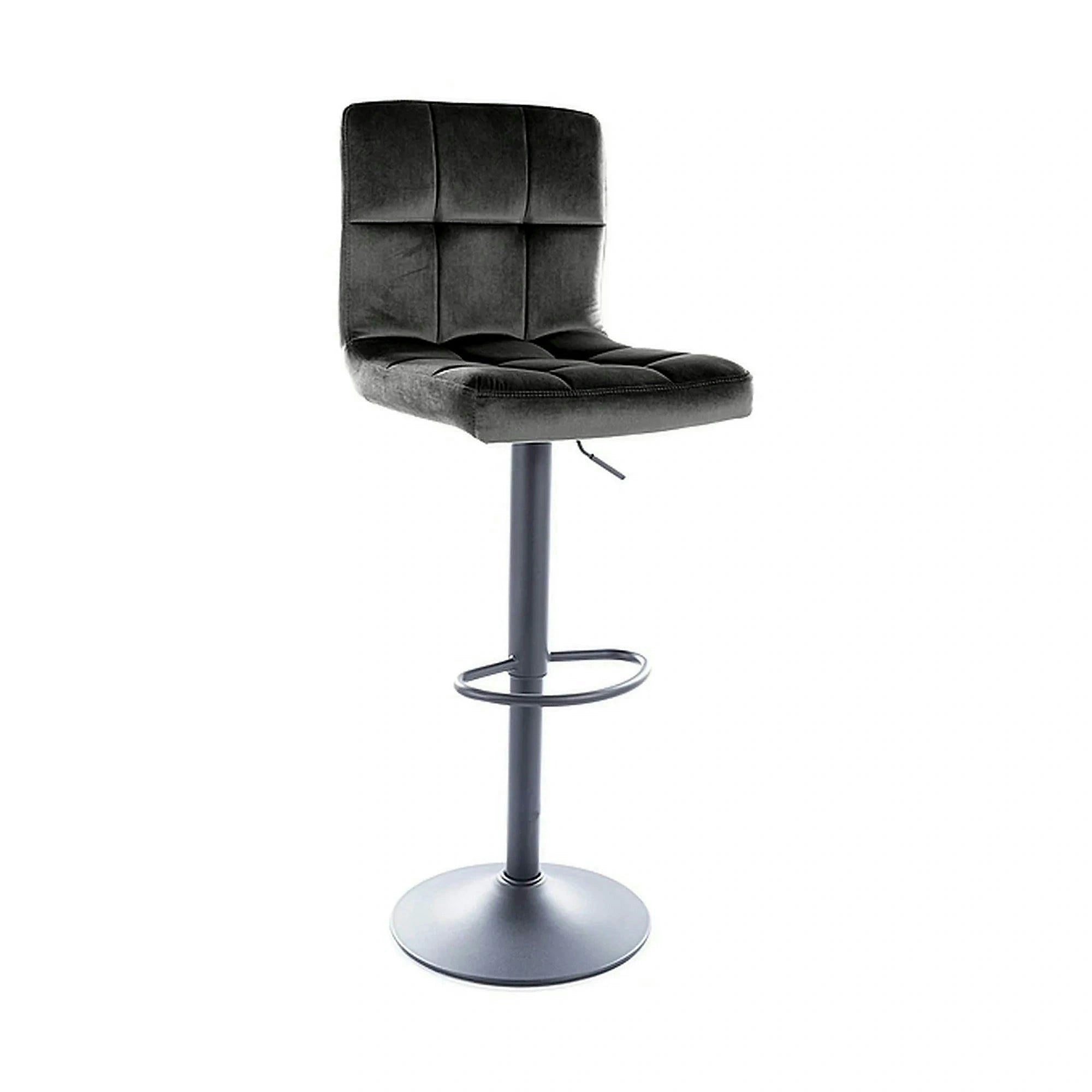 Scaun bar C105, negru - Bluvel 19, stofa catifelata/metal, 42x39x96/117 cm
