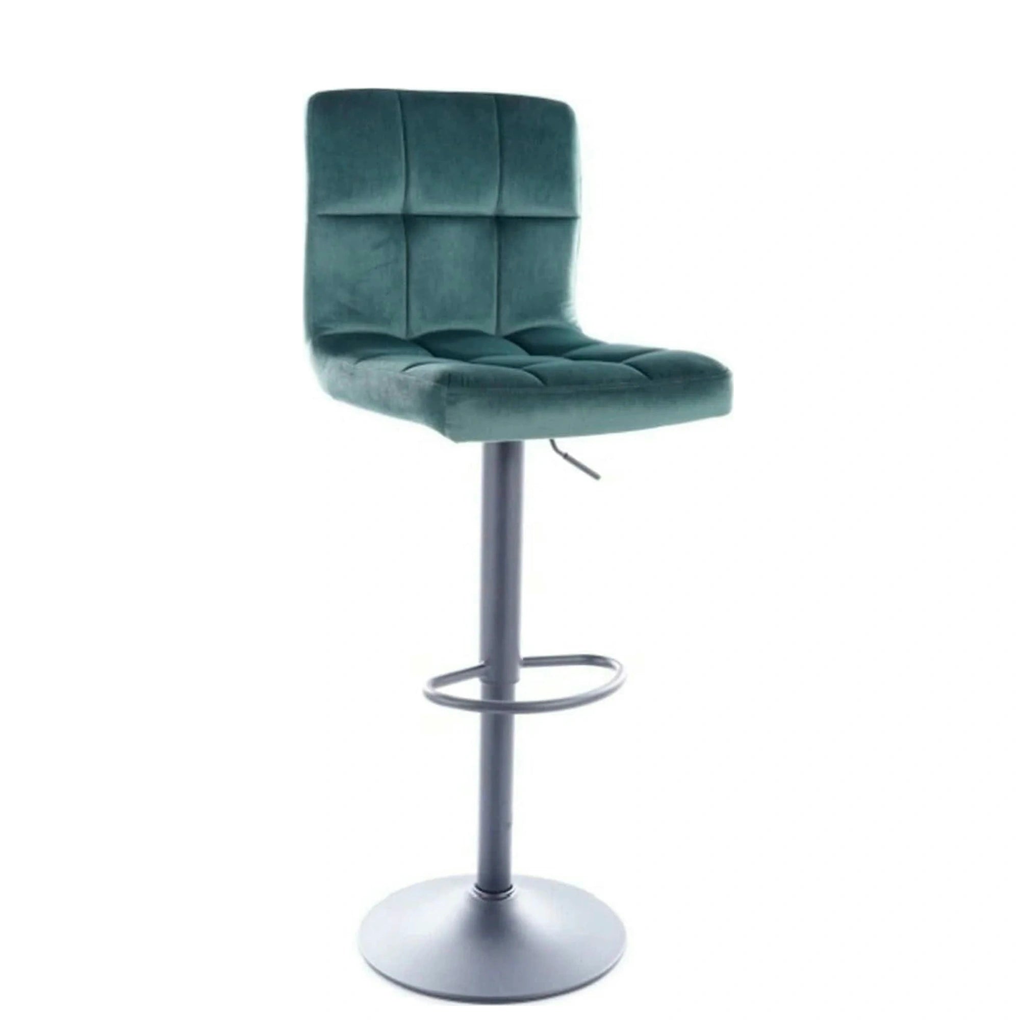 Scaun bar C105, verde/negru, stofa catifelata/metal, 42x39x96/117 cm