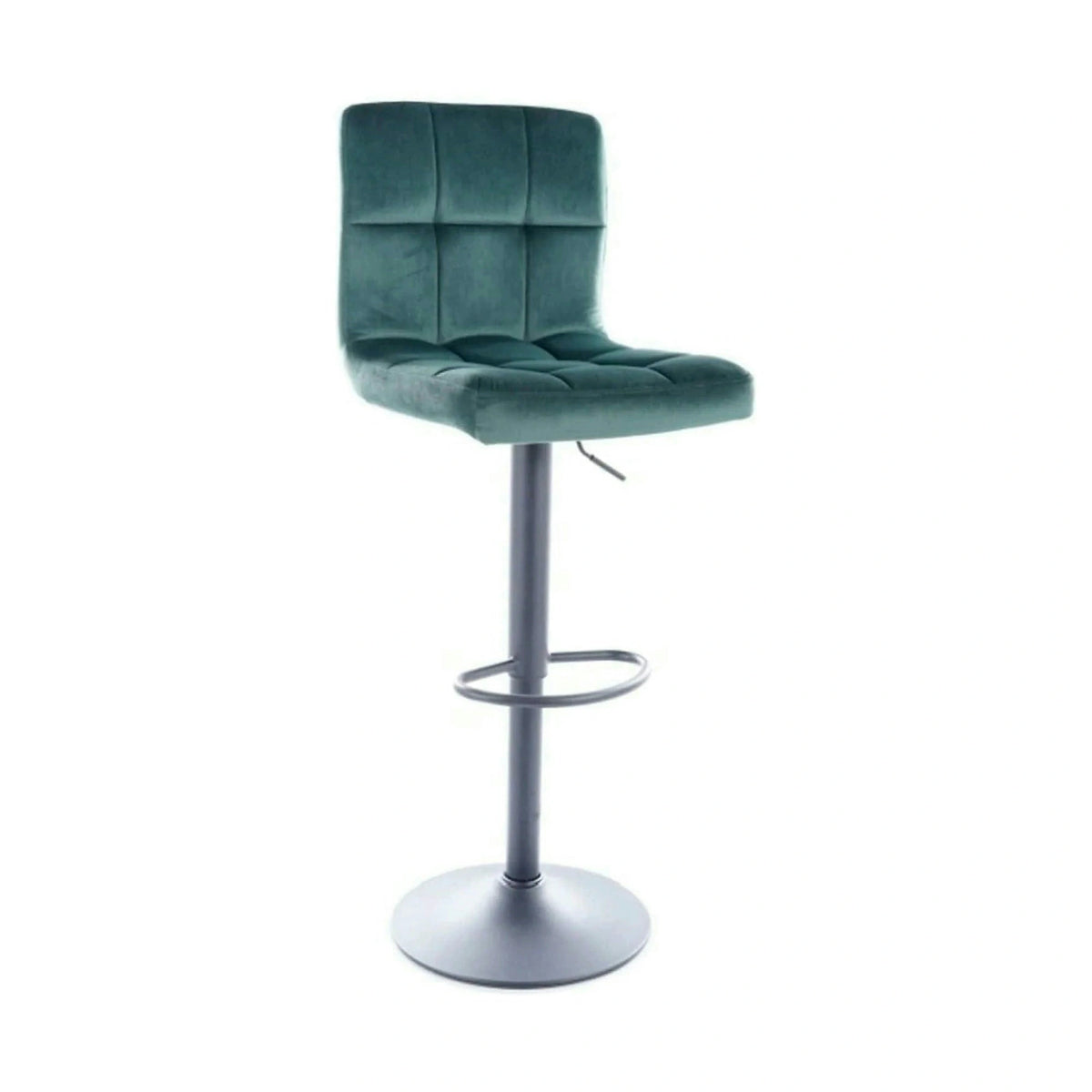 Scaun bar C105, verde/negru, stofa catifelata/metal, 42x39x96/117 cm