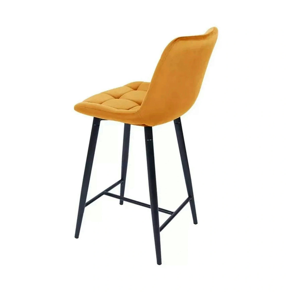 Scaun bar CHIC H-2, galben - Bluvel 68/negru, stofa catifelata/metal, 46x51x90 cm