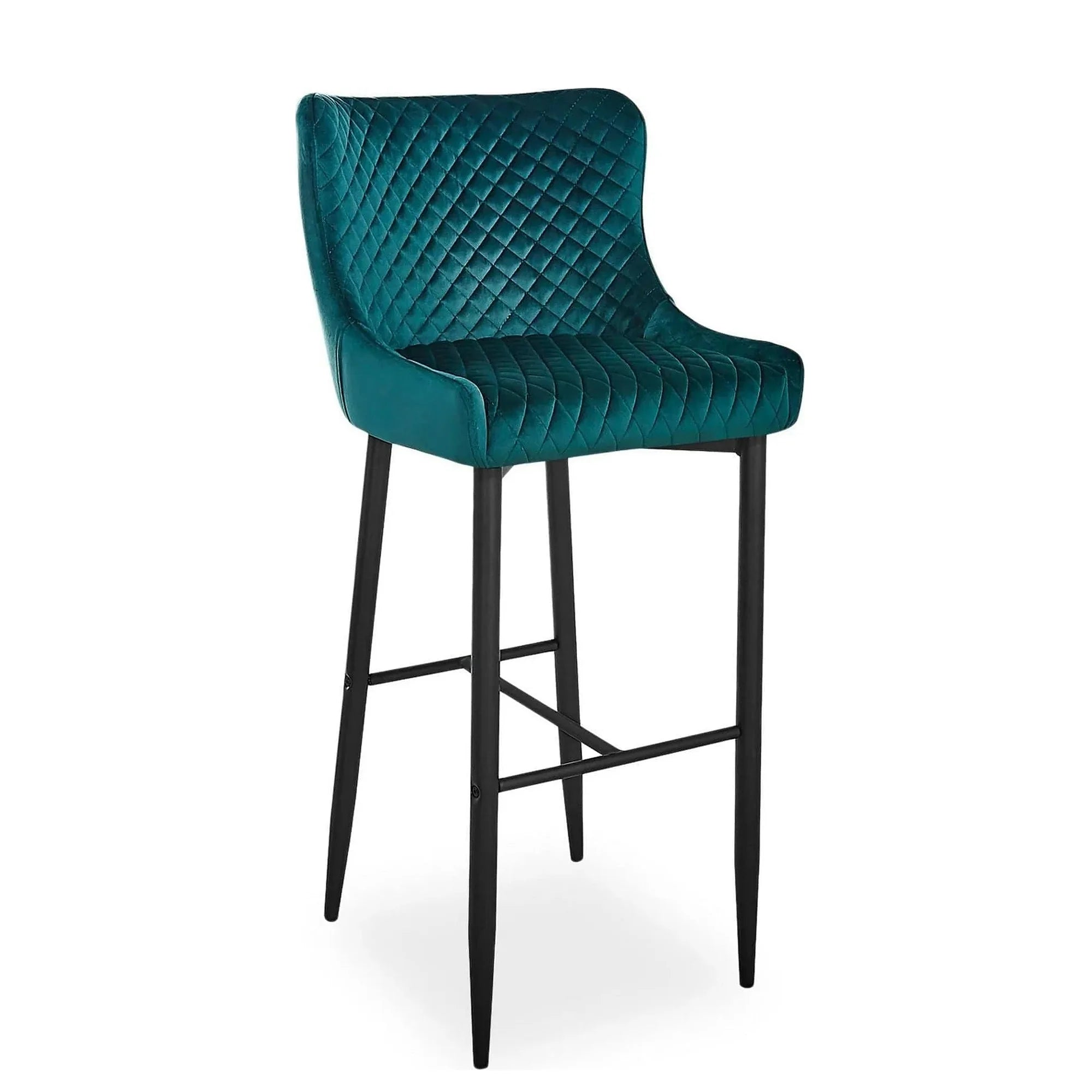 Scaun bar COLIN B H-1, verde/negru, stofa catifelata/metal, 46x42x109 cm