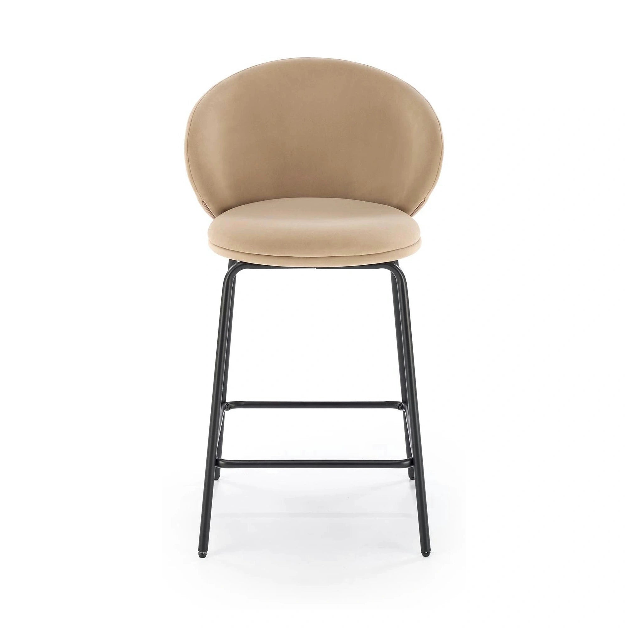 Scaun bar cu spatar inalt H121, bej - Mavel 38/negru, stofa catifelata/metal, 51x50x92 cm