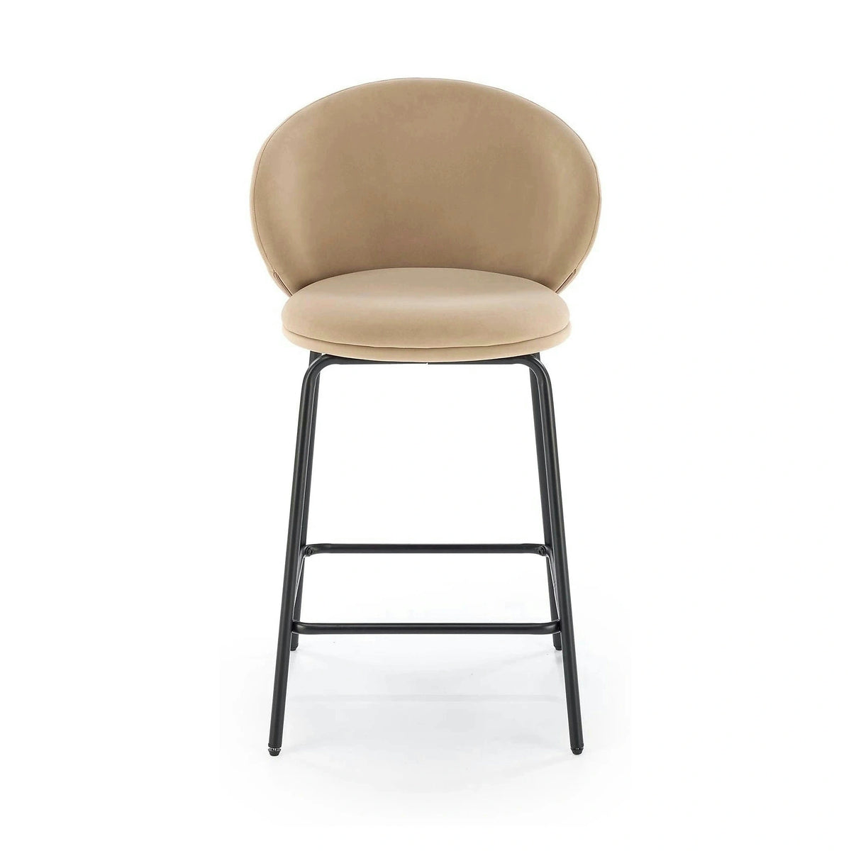 Scaun bar cu spatar inalt H121, bej - Mavel 38/negru, stofa catifelata/metal, 51x50x92 cm