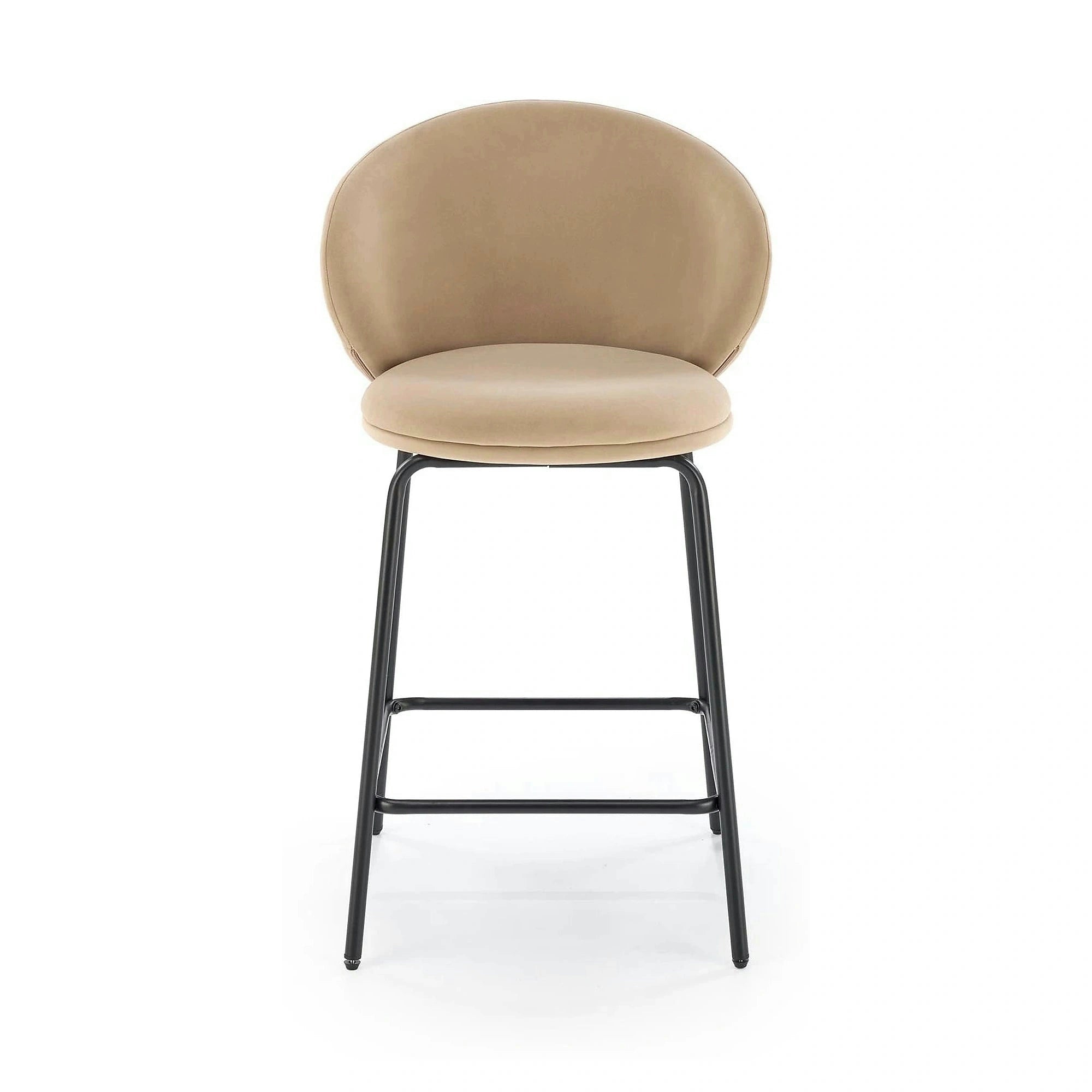 Scaun bar cu spatar inalt H121, bej - Mavel 38/negru, stofa catifelata/metal, 51x50x92 cm