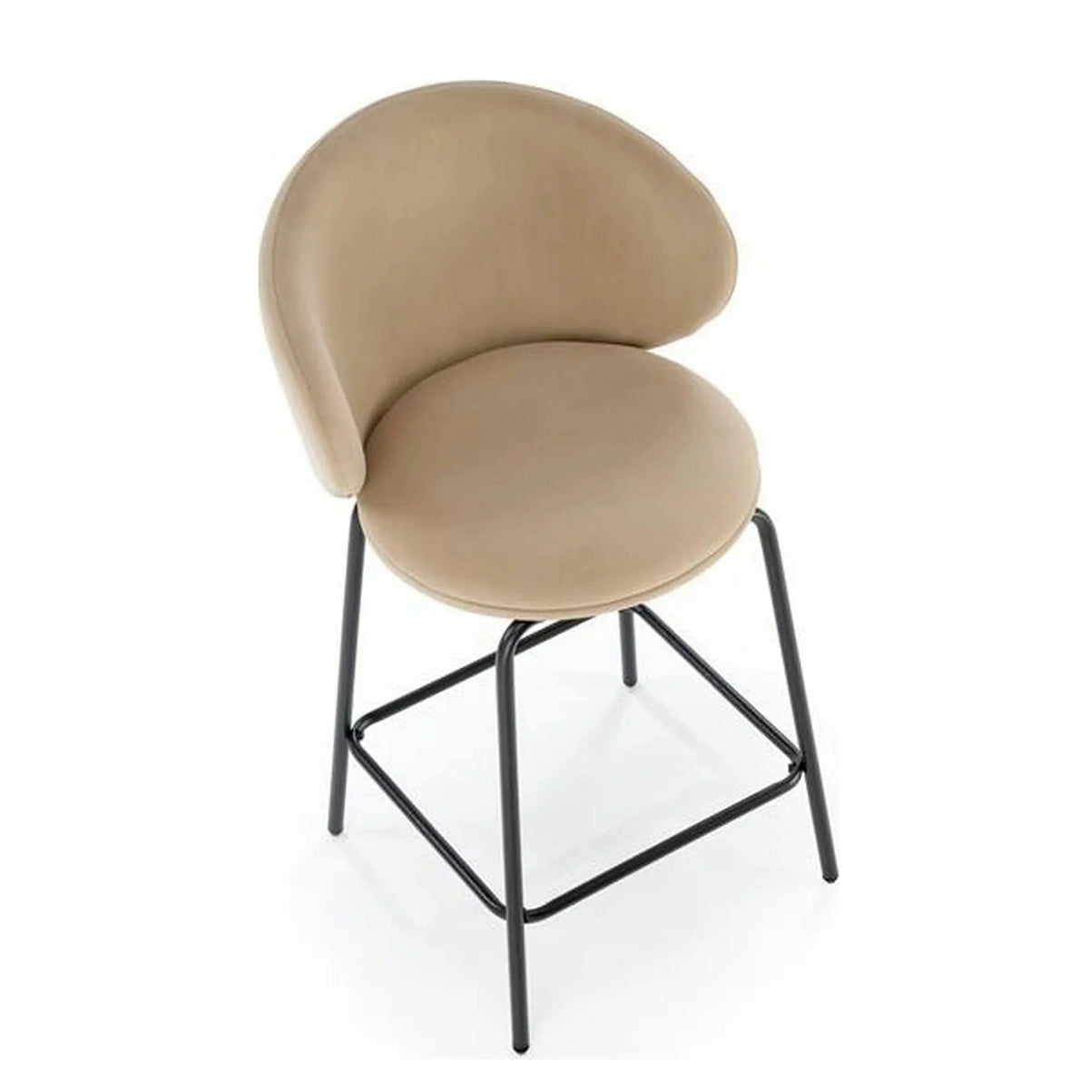 Scaun bar cu spatar inalt H121, bej - Mavel 38/negru, stofa catifelata/metal, 51x50x92 cm