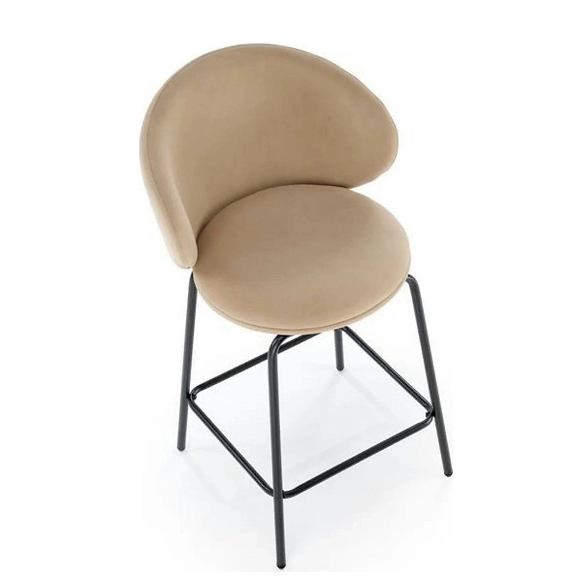 Scaun bar cu spatar inalt H121, bej - Mavel 38/negru, stofa catifelata/metal, 51x50x92 cm