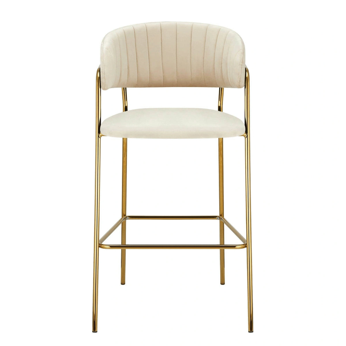 Scaun bar DASMIN TIP 2, bej/auriu, stofa catilfelata/metal, 54x54x109 cm