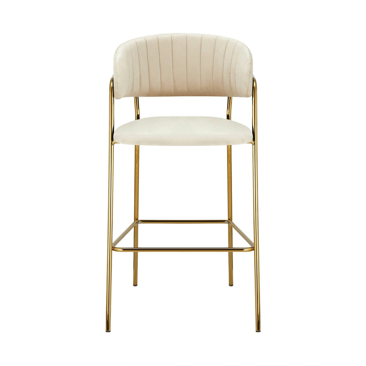 Scaun bar DASMIN TIP 2, bej/auriu, stofa catilfelata/metal, 54x54x109 cm