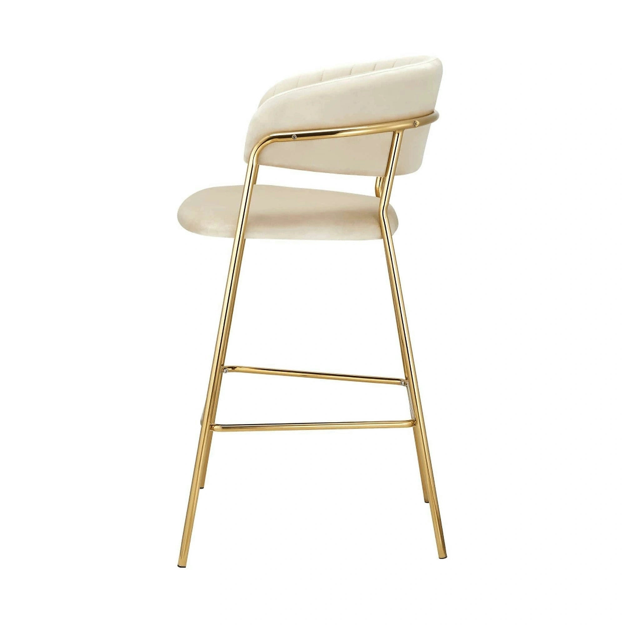 Scaun bar DASMIN TIP 2, bej/auriu, stofa catilfelata/metal, 54x54x109 cm