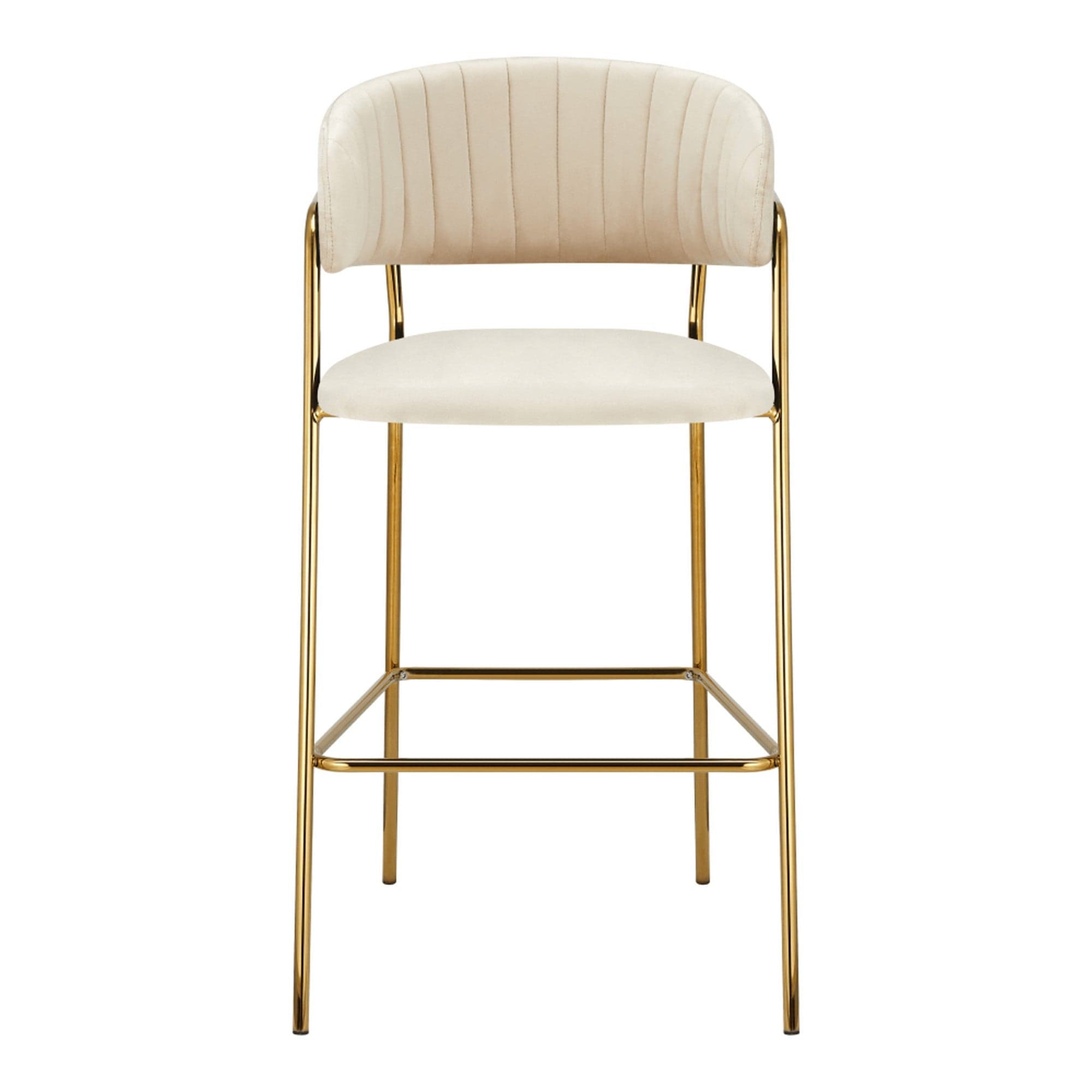 Scaun bar DASMIN TIP 2, bej/auriu, stofa catilfelata/metal, 54x54x109 cm