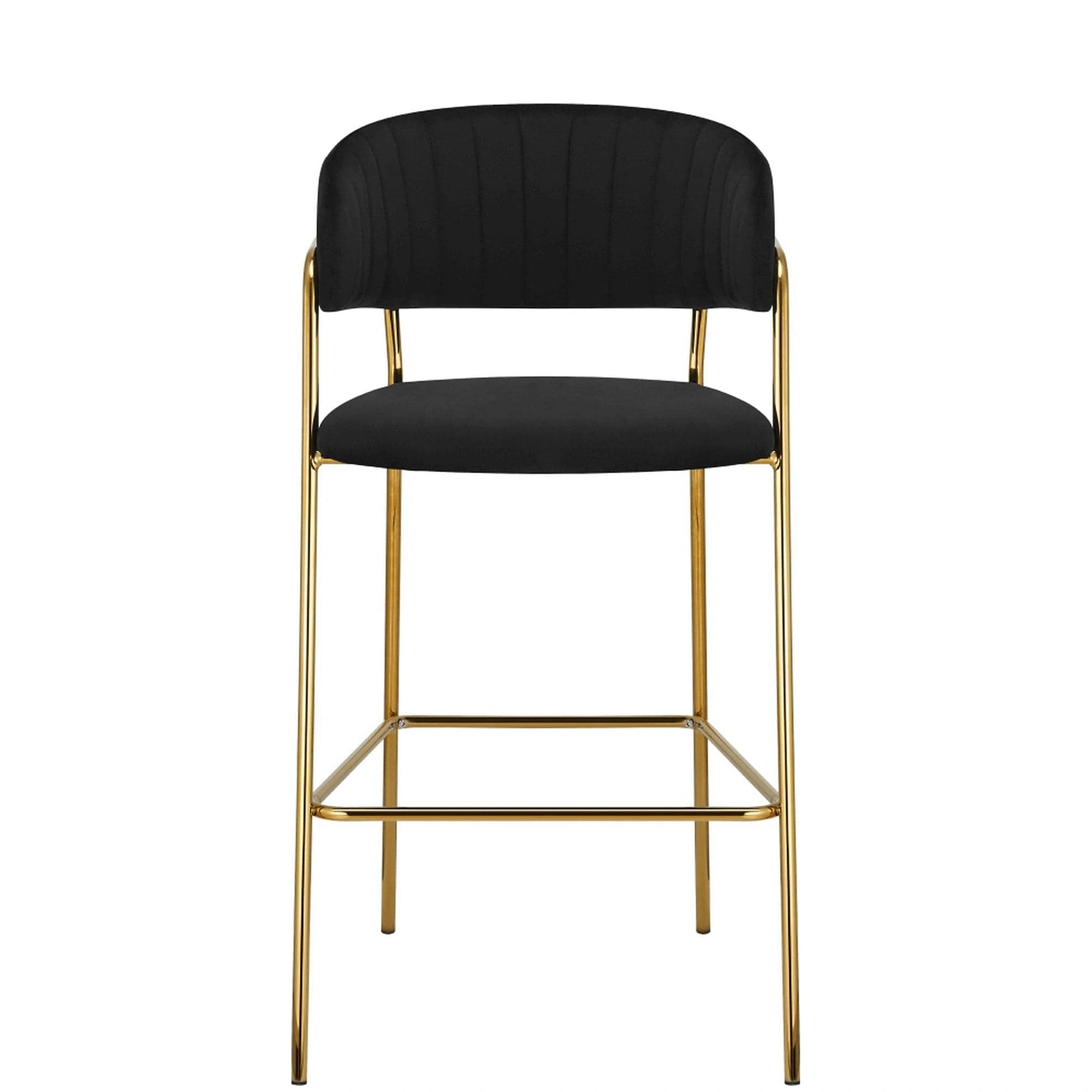 Scaun bar DASMIN TIP 2, negru/auriu, stofa catifelata/metal, 54x54x109 cm