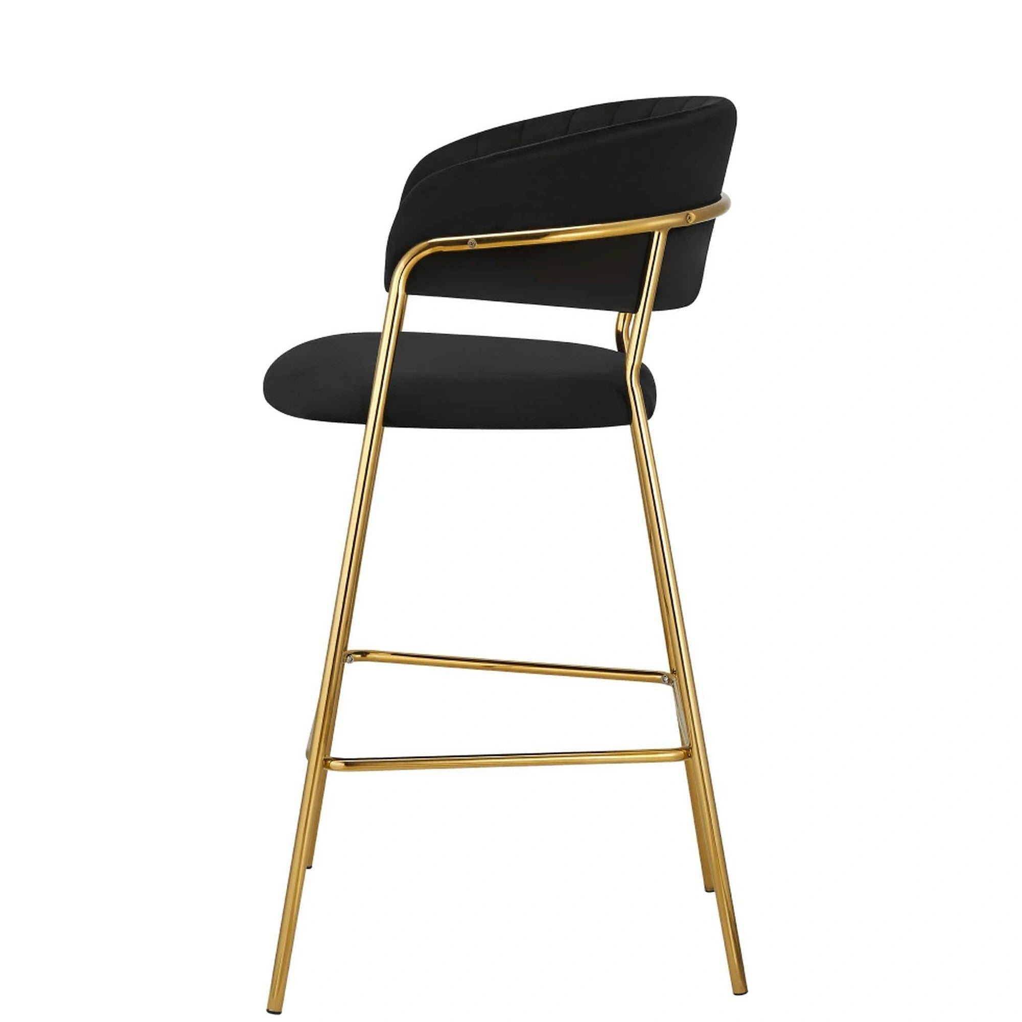 Scaun bar DASMIN TIP 2, negru/auriu, stofa catifelata/metal, 54x54x109 cm