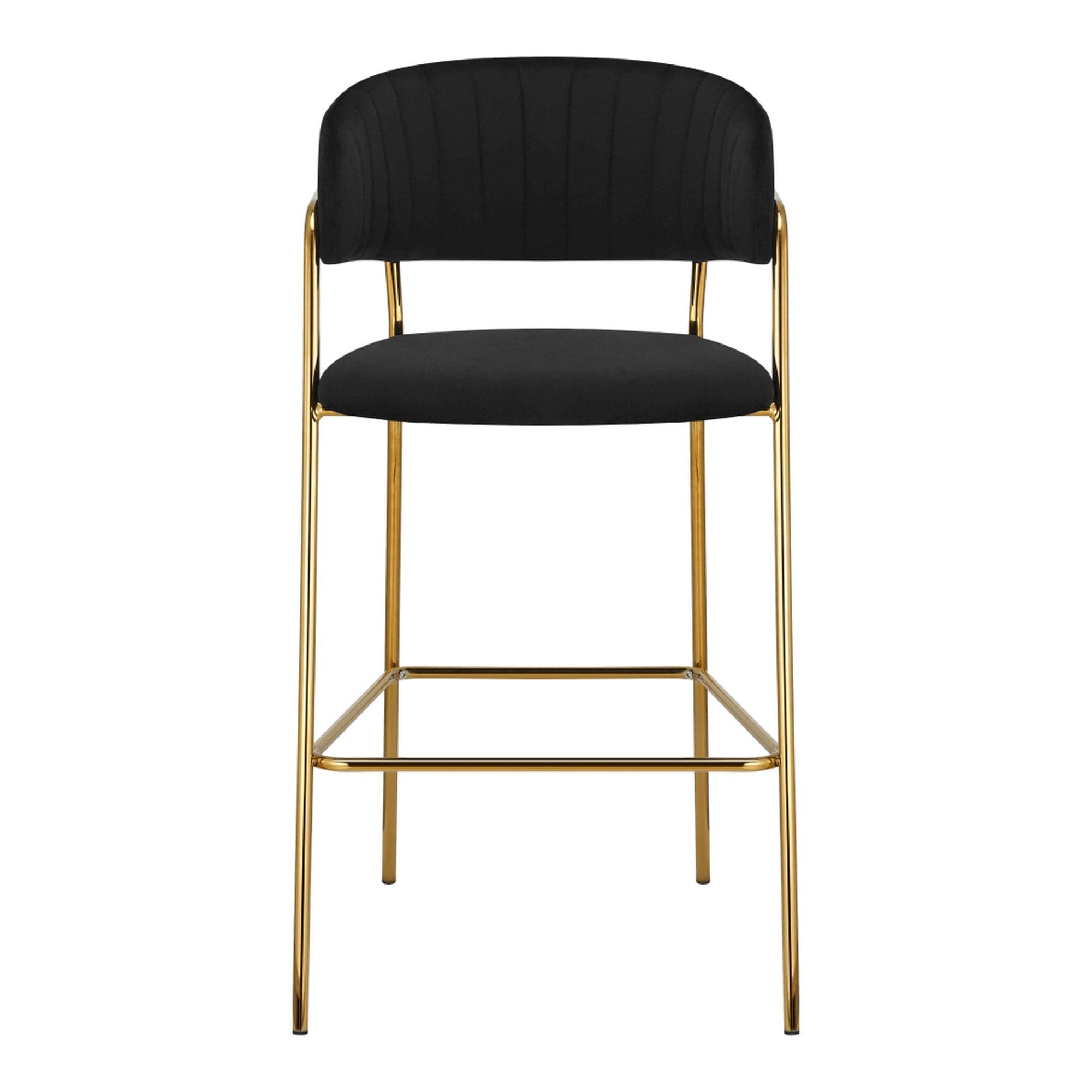 Scaun bar DASMIN TIP 2, negru/auriu, stofa catifelata/metal, 54x54x109 cm