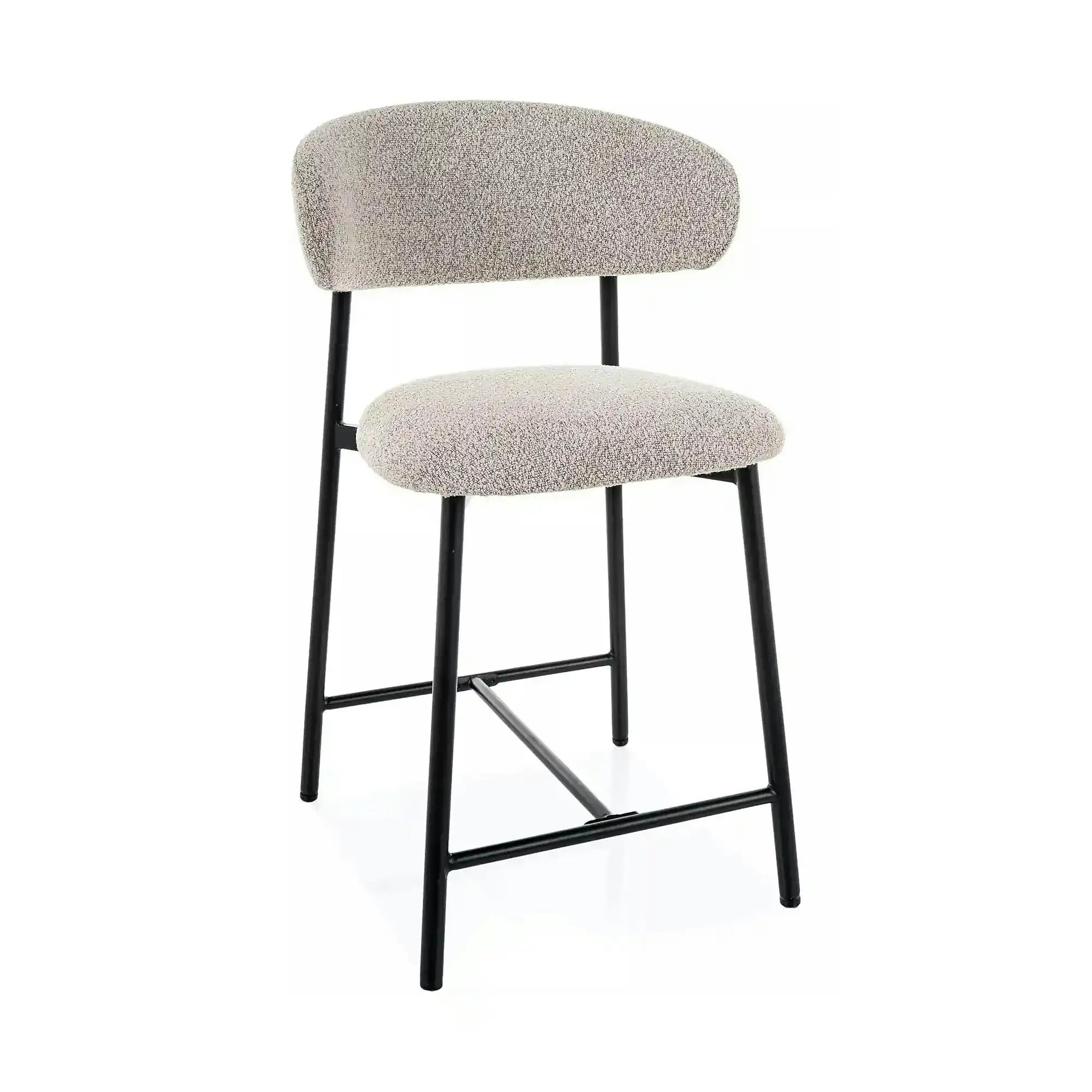 Scaun bar ELTON H-2, bej/negru, stofă/metal, 43x45x91 cm
