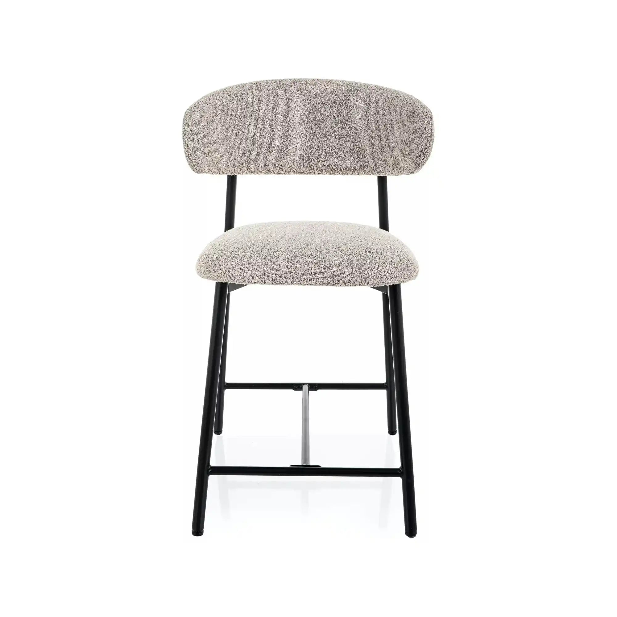 Scaun bar ELTON H-2, bej/negru, stofă/metal, 43x45x91 cm