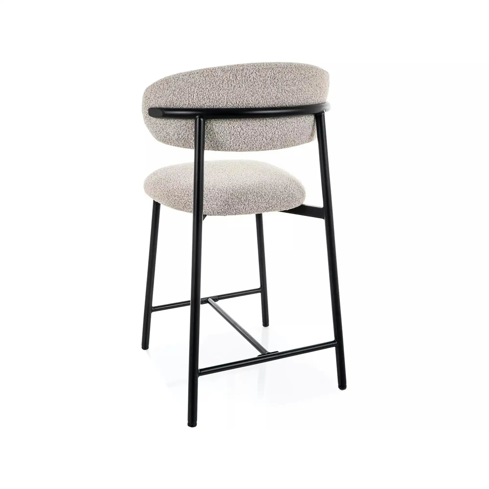 Scaun bar ELTON H-2, bej/negru, stofă/metal, 43x45x91 cm