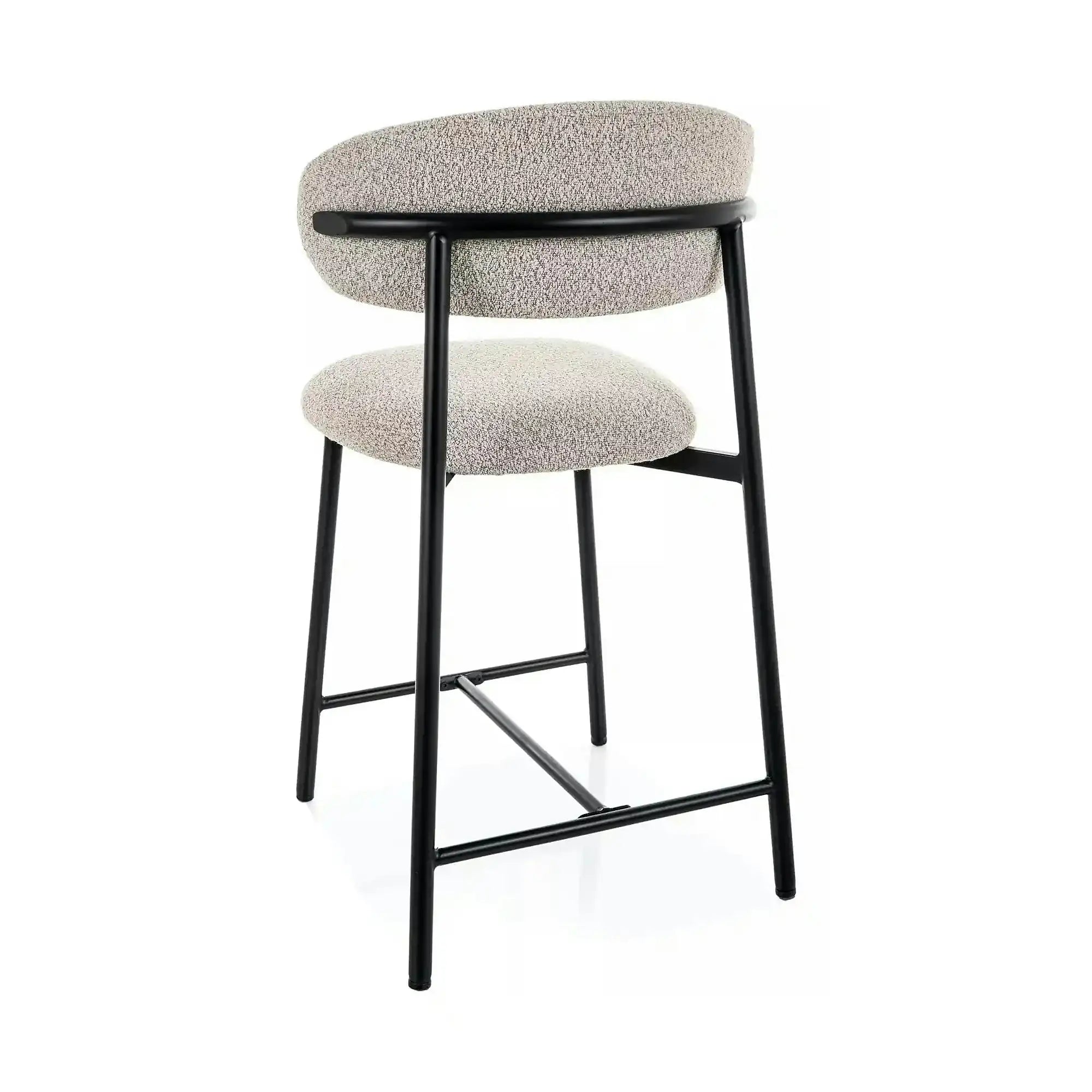 Scaun bar ELTON H-2, bej/negru, stofă/metal, 43x45x91 cm