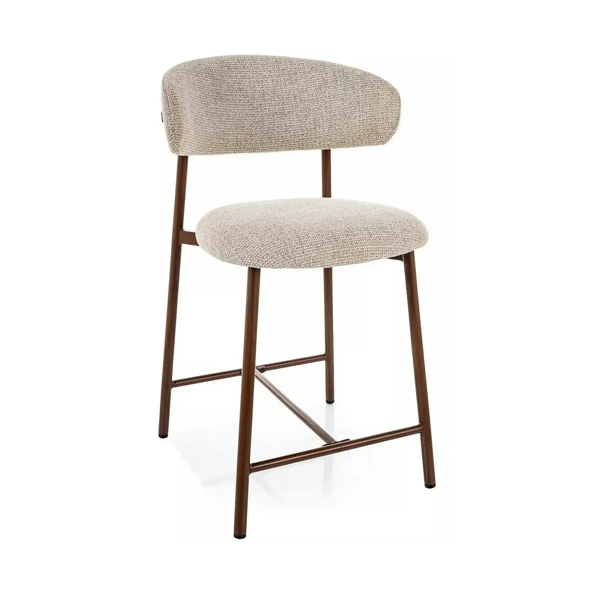Scaun bar ELTON H-2, bej/nuc, stofă/metal, 43x45x91 cm