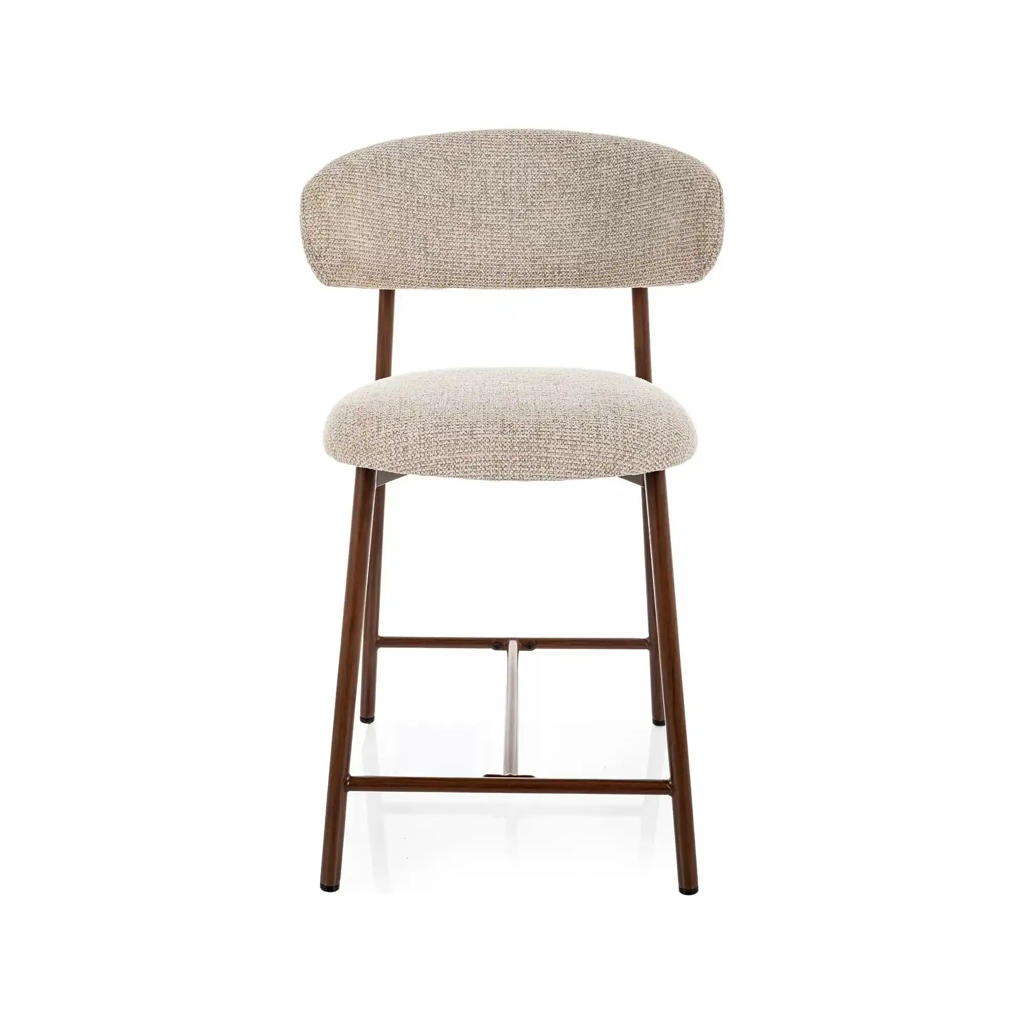 Scaun bar ELTON H-2, bej/nuc, stofă/metal, 43x45x91 cm